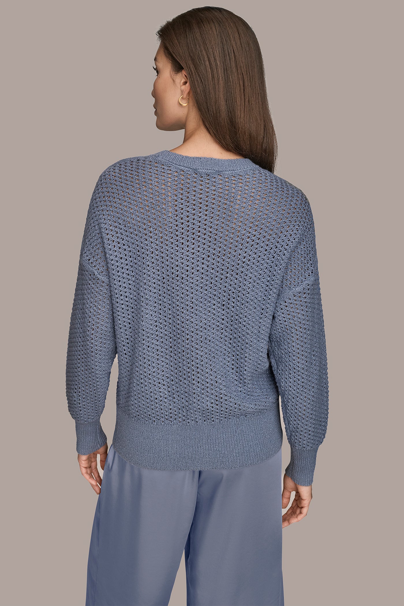 BRACELET SLEEVE OPEN STITCH CREW NECK | View 2 | Donna Karan Weekend BRACELET SLEEVE OPEN STITCH CREW NECK | View 2 | Donna Karan Weekend
