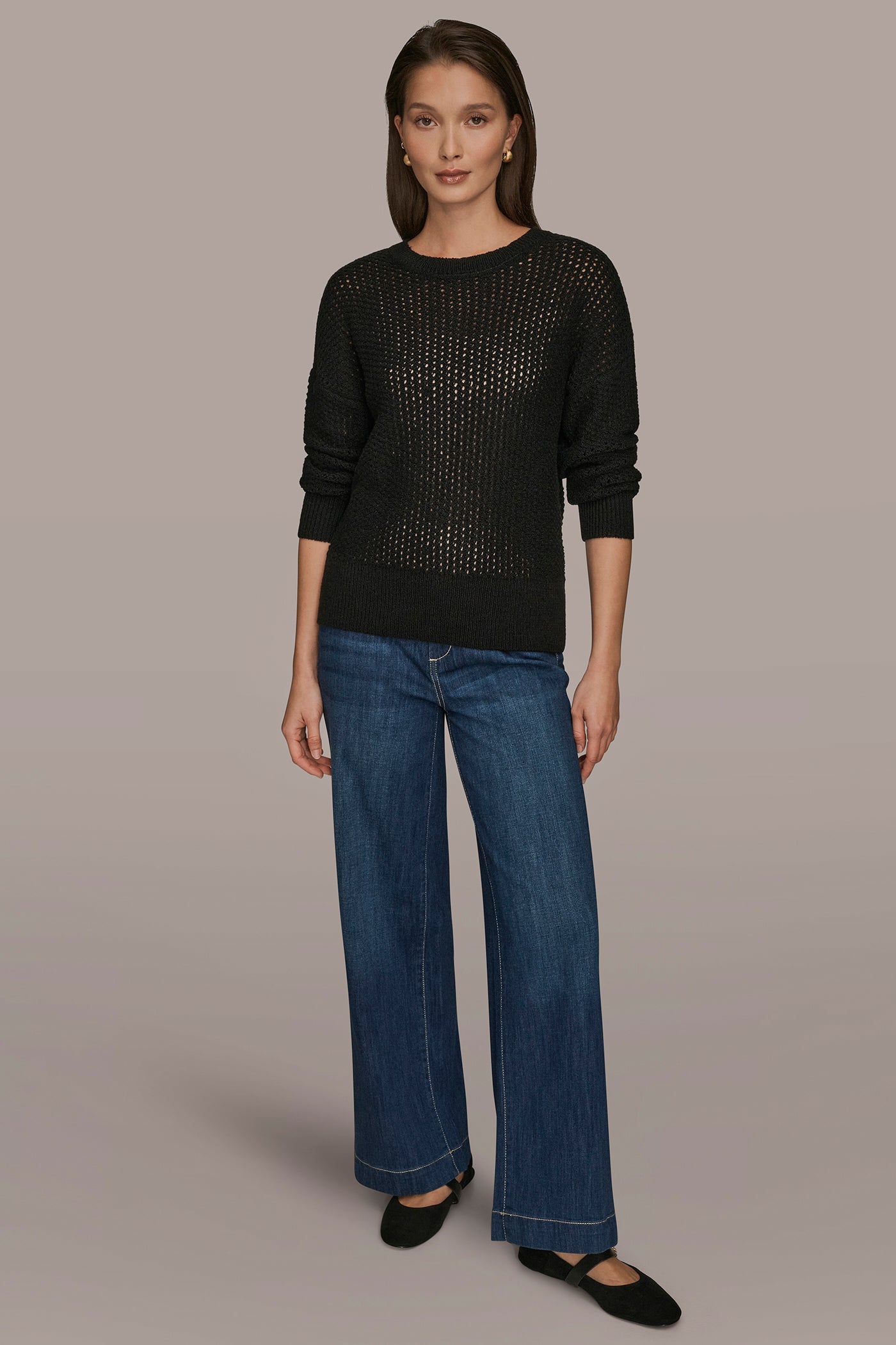 BRACELET SLEEVE OPEN STITCH CREW NECK VIEW 6 | Donna Karan Weekend BRACELET SLEEVE OPEN STITCH CREW NECK VIEW 6 | Donna Karan Weekend