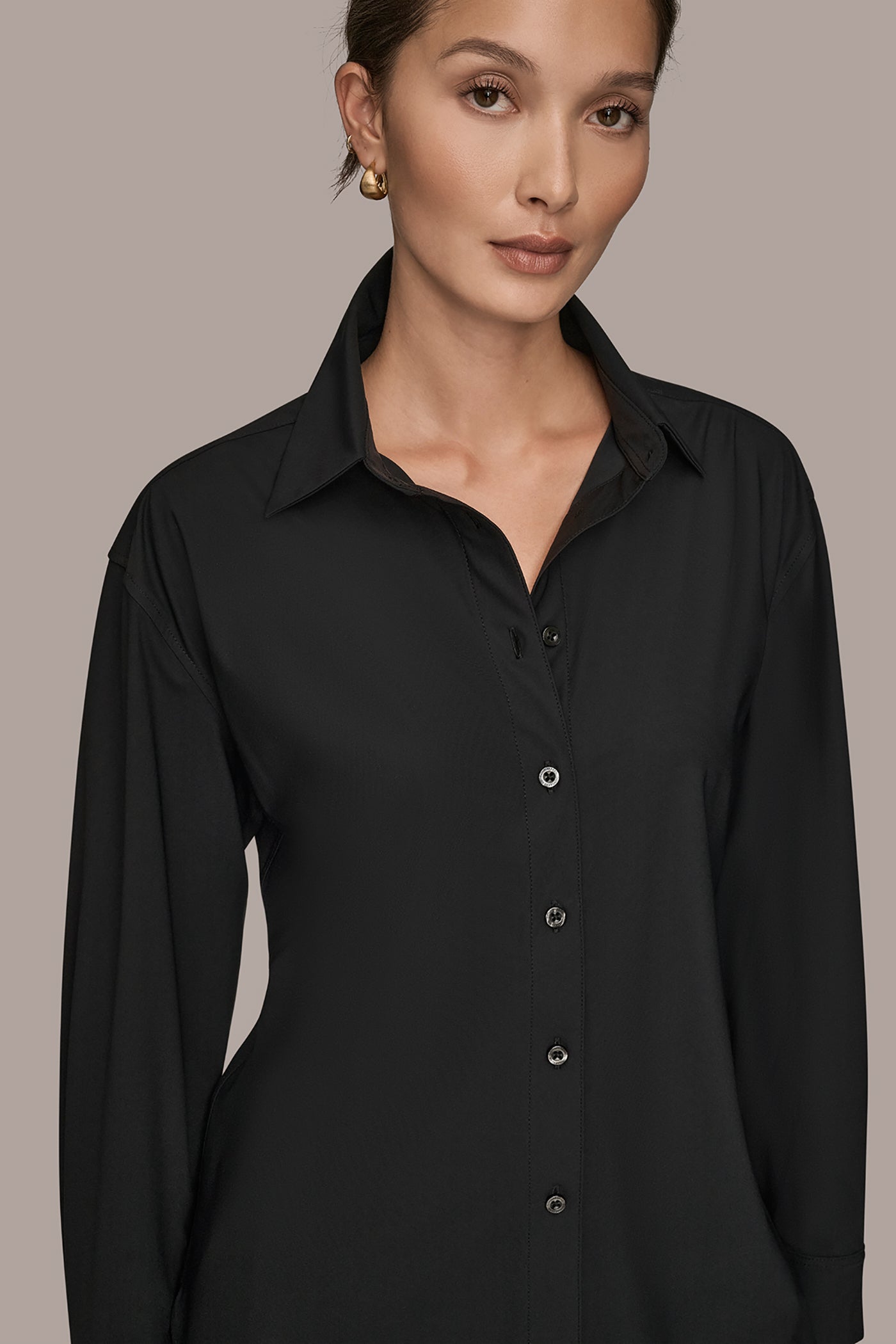 LONG SLEEVE BUTTON DOWN SHIRT VIEW 3 | Donna Karan Weekend LONG SLEEVE BUTTON DOWN SHIRT VIEW 3 | Donna Karan Weekend