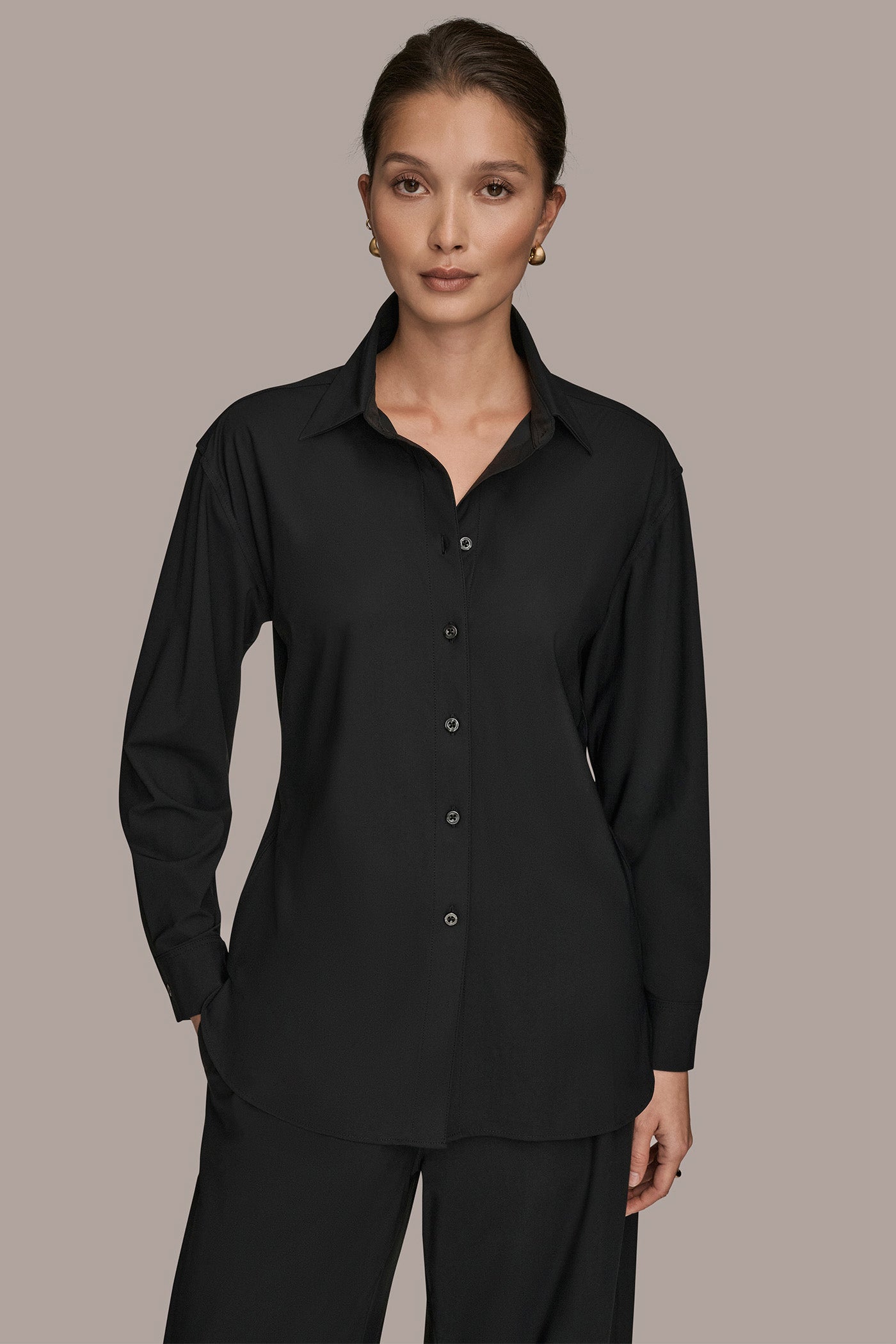 LONG SLEEVE BUTTON DOWN SHIRT | View 1 | Donna Karan Weekend LONG SLEEVE BUTTON DOWN SHIRT | View 1 | Donna Karan Weekend