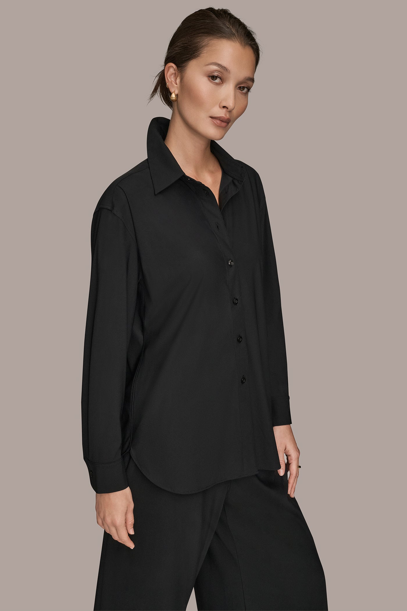 LONG SLEEVE BUTTON DOWN SHIRT VIEW 4 | Donna Karan Weekend LONG SLEEVE BUTTON DOWN SHIRT VIEW 4 | Donna Karan Weekend
