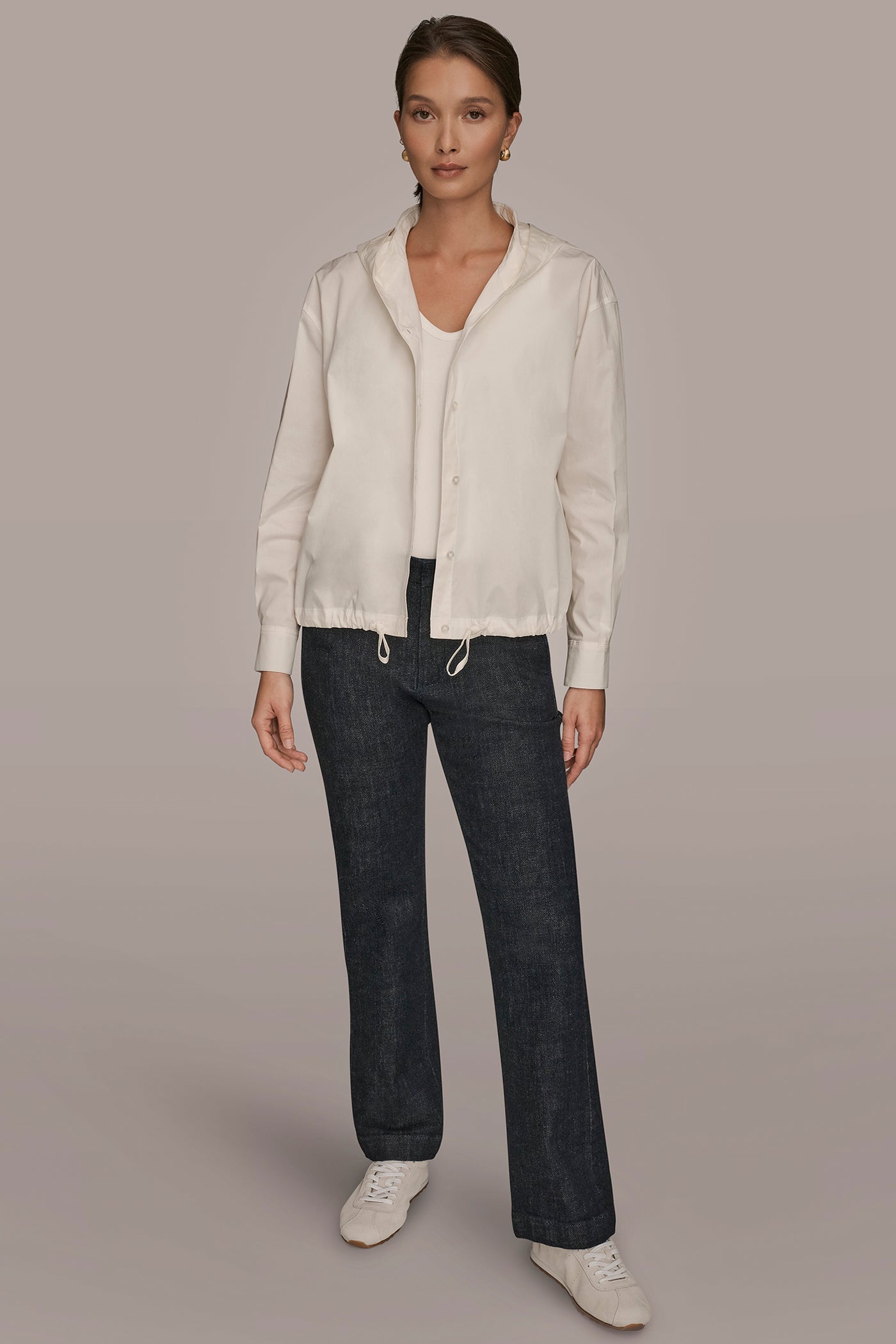 LONG SLEEVE BUTTON DOWN HOODED SHIRT VIEW 9 | Donna Karan Weekend LONG SLEEVE BUTTON DOWN HOODED SHIRT VIEW 9 | Donna Karan Weekend
