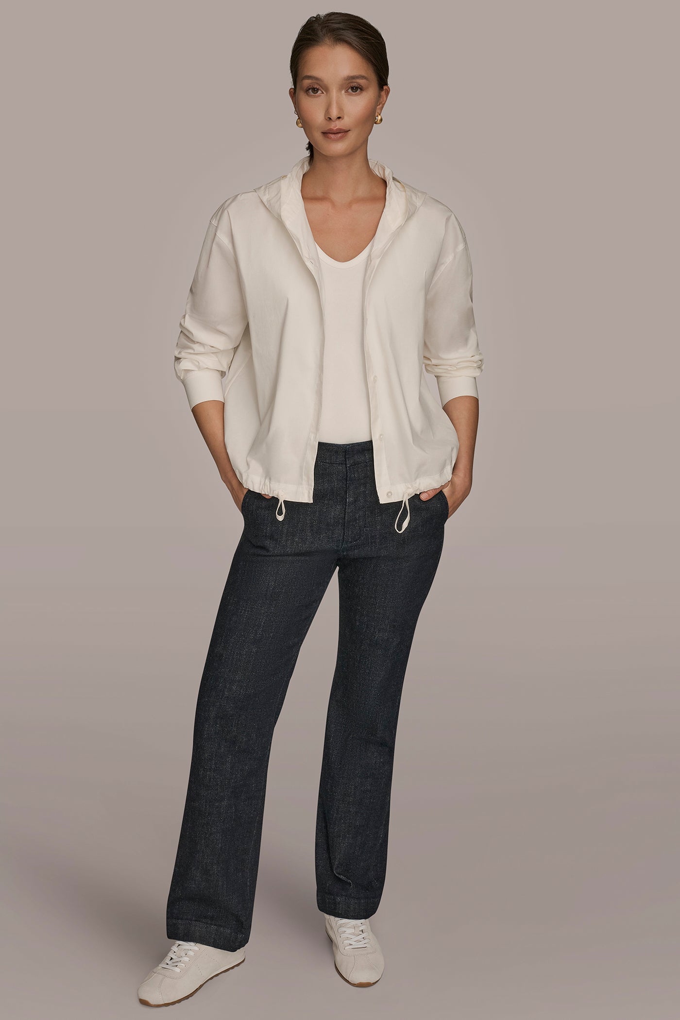 LONG SLEEVE BUTTON DOWN HOODED SHIRT VIEW 10 | Donna Karan Weekend LONG SLEEVE BUTTON DOWN HOODED SHIRT VIEW 10 | Donna Karan Weekend