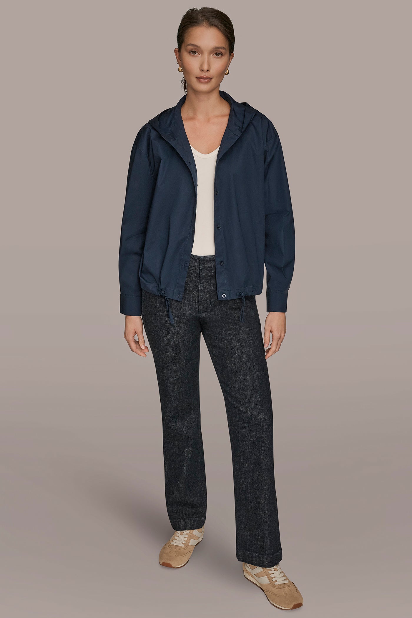 LONG SLEEVE BUTTON DOWN HOODED SHIRT VIEW 10 | Donna Karan Weekend LONG SLEEVE BUTTON DOWN HOODED SHIRT VIEW 10 | Donna Karan Weekend