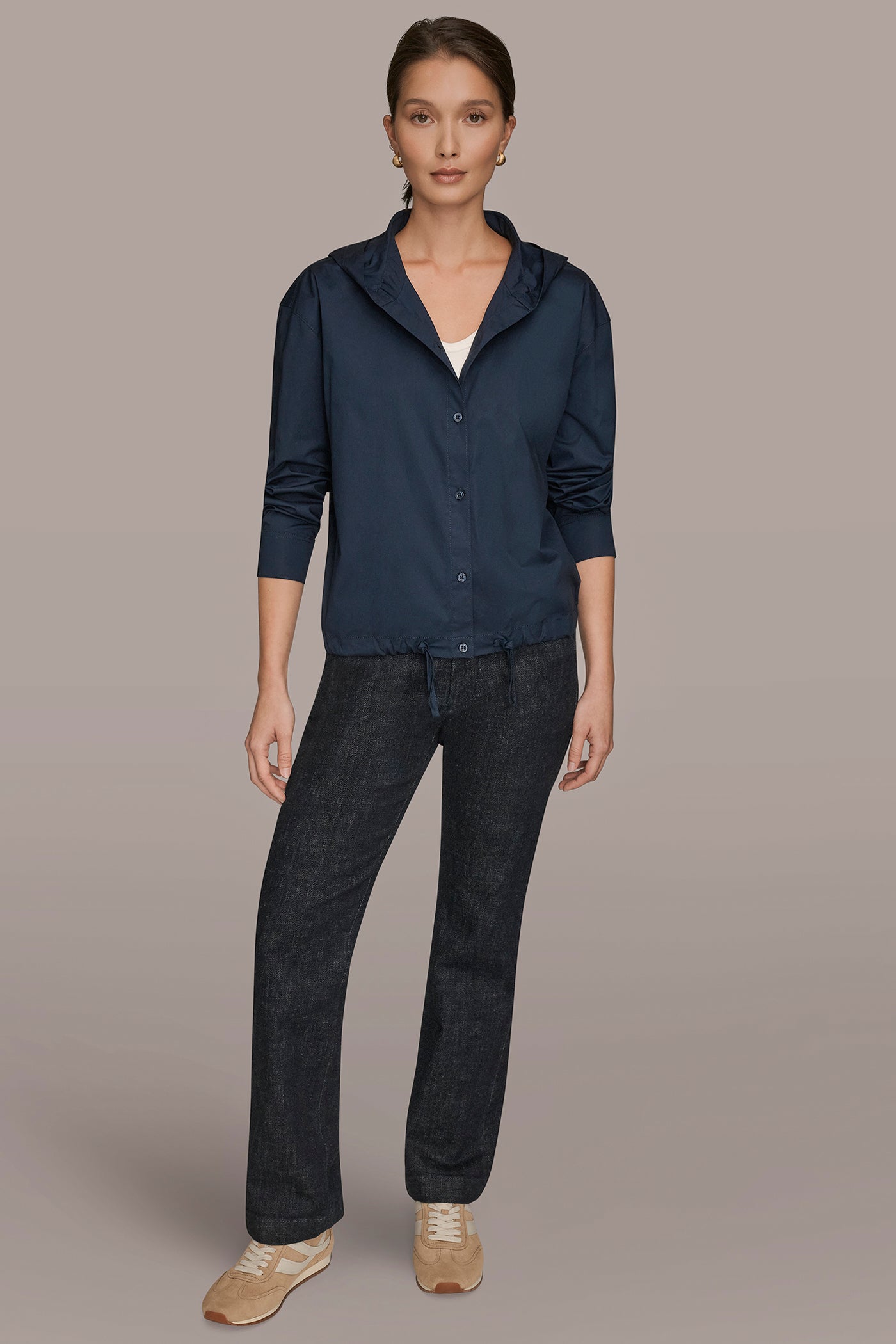 LONG SLEEVE BUTTON DOWN HOODED SHIRT VIEW 8 | Donna Karan Weekend LONG SLEEVE BUTTON DOWN HOODED SHIRT VIEW 8 | Donna Karan Weekend