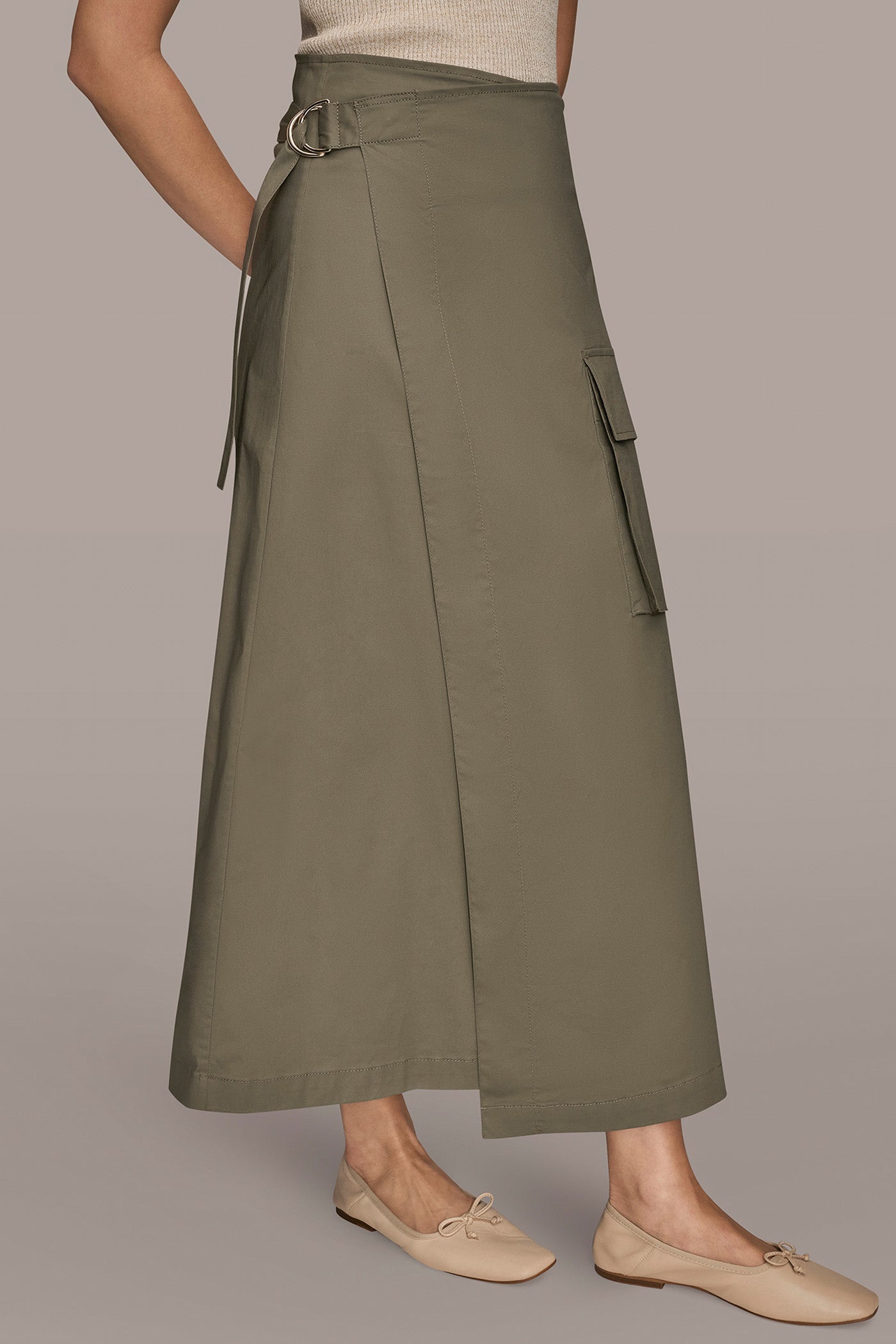 ASYMMETRICAL WRAP SKIRT WITH CARGO POCKET VIEW 4 | Donna Karan Weekend ASYMMETRICAL WRAP SKIRT WITH CARGO POCKET VIEW 4 | Donna Karan Weekend