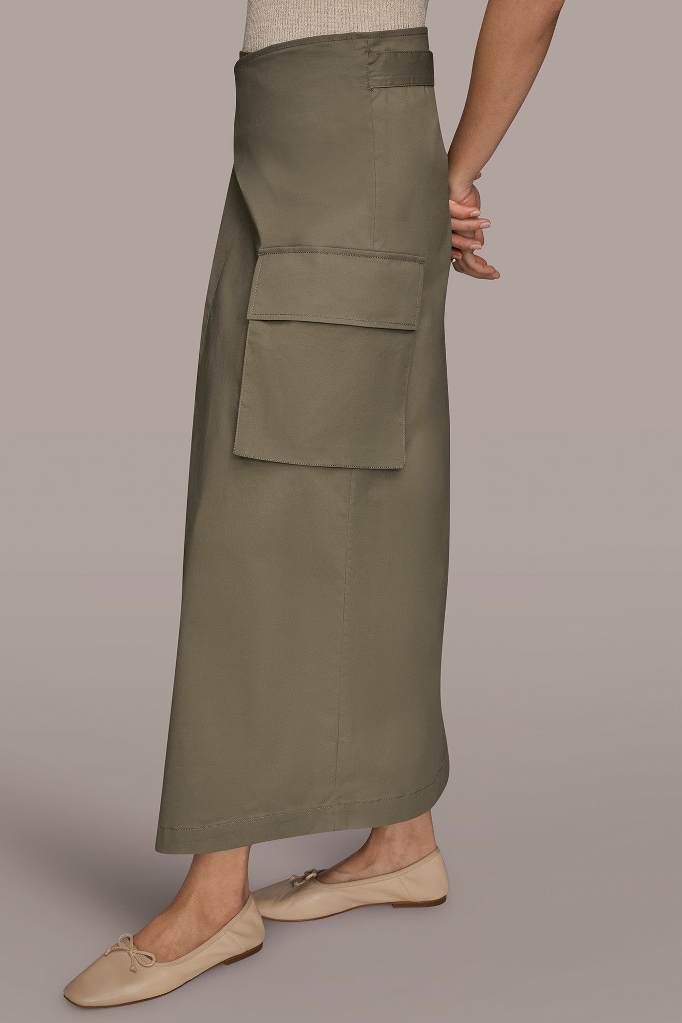 ASYMMETRICAL WRAP SKIRT WITH CARGO POCKET VIEW 3 | Donna Karan Weekend ASYMMETRICAL WRAP SKIRT WITH CARGO POCKET VIEW 3 | Donna Karan Weekend