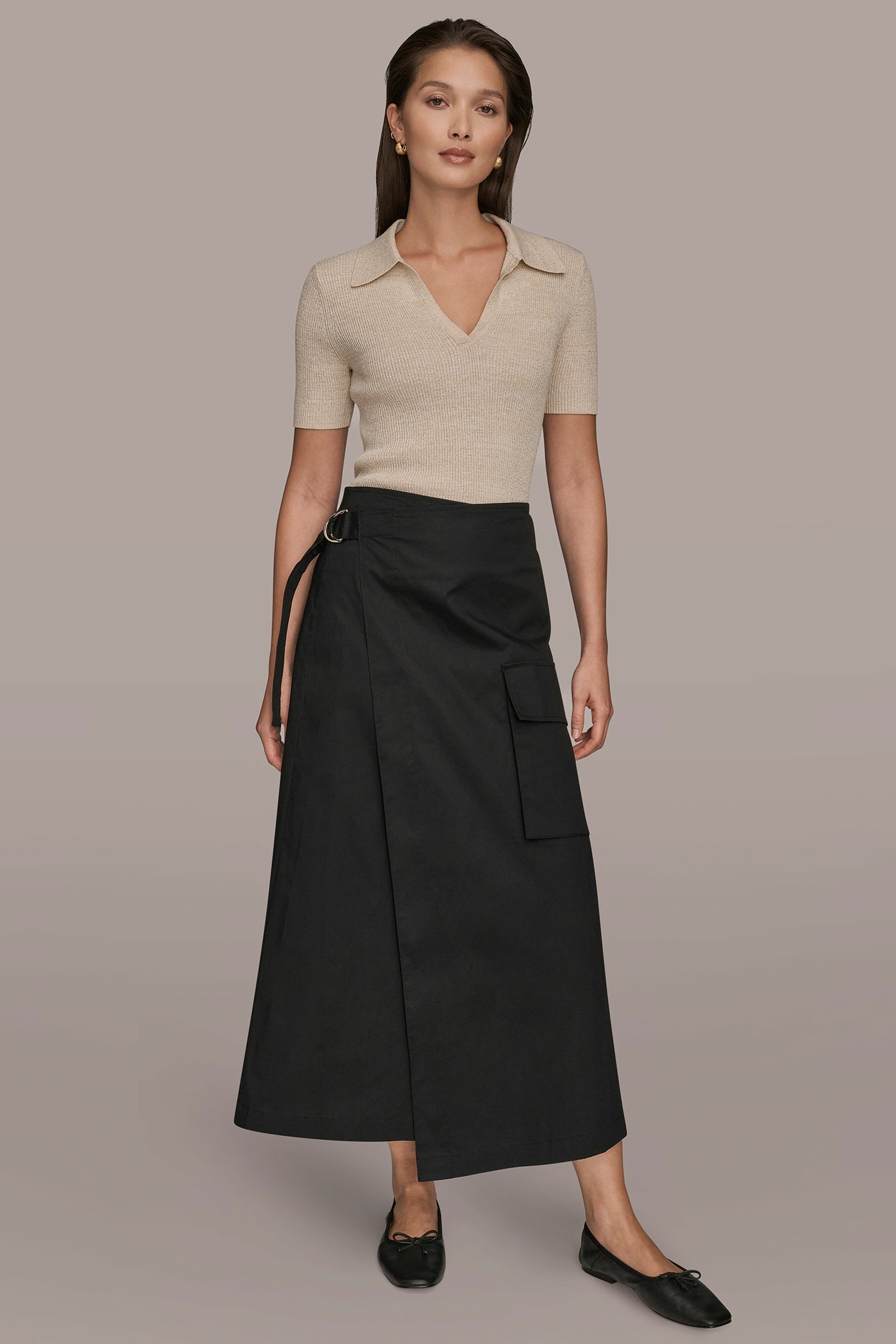ASYMMETRICAL WRAP SKIRT WITH CARGO POCKET VIEW 7 | Donna Karan Weekend ASYMMETRICAL WRAP SKIRT WITH CARGO POCKET VIEW 7 | Donna Karan Weekend