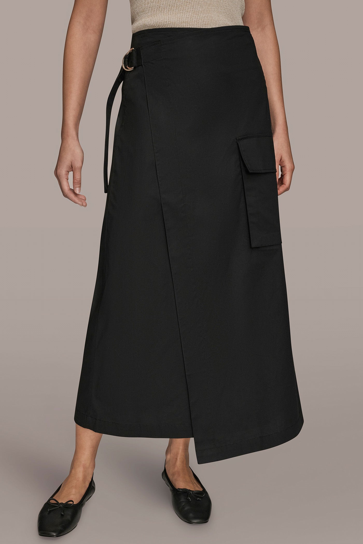 ASYMMETRICAL WRAP SKIRT WITH CARGO POCKET | View 1 | Donna Karan Weekend ASYMMETRICAL WRAP SKIRT WITH CARGO POCKET | View 1 | Donna Karan Weekend