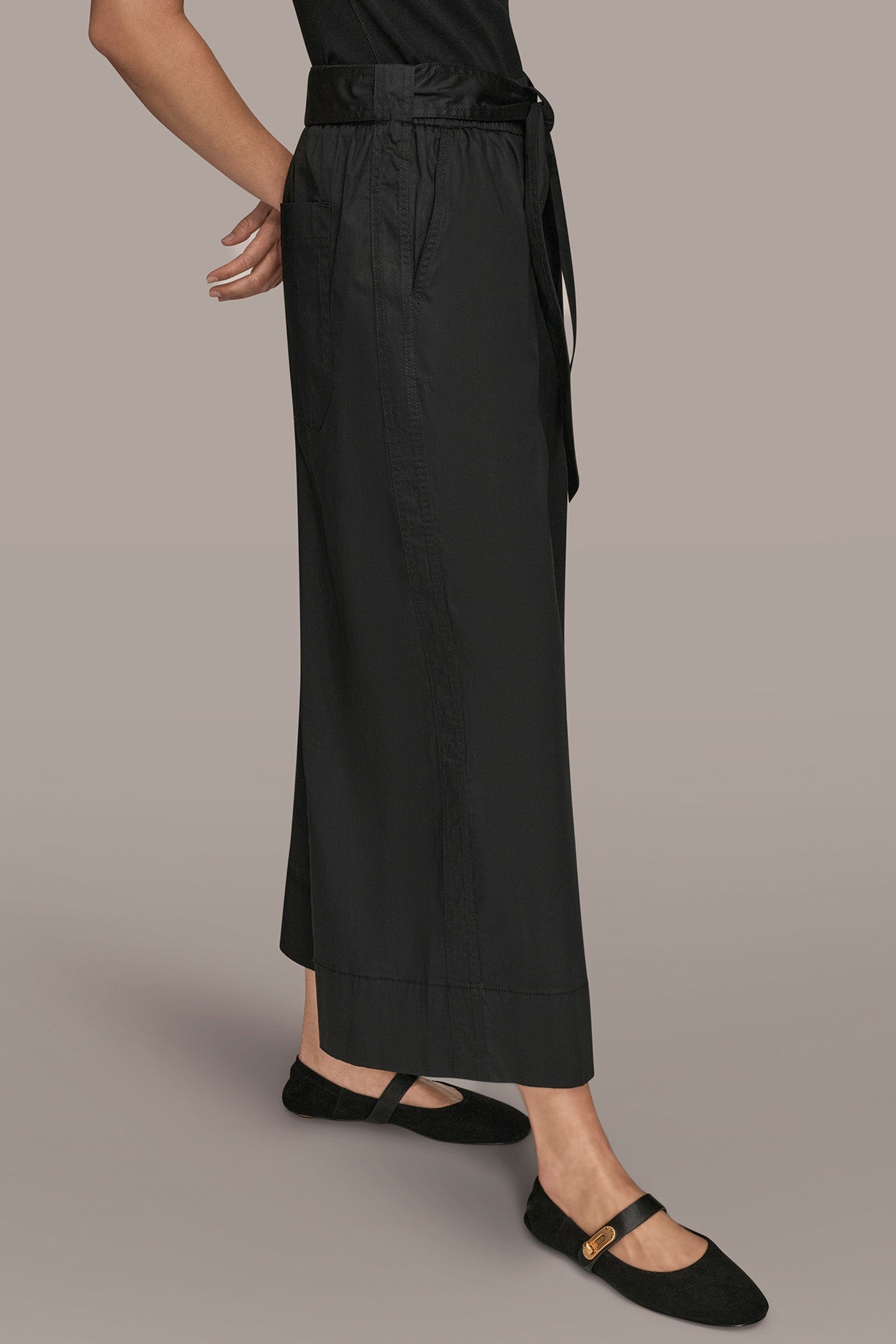 MID RISE SELF BELTED CROP PANT VIEW 3 | Donna Karan Weekend MID RISE SELF BELTED CROP PANT VIEW 3 | Donna Karan Weekend