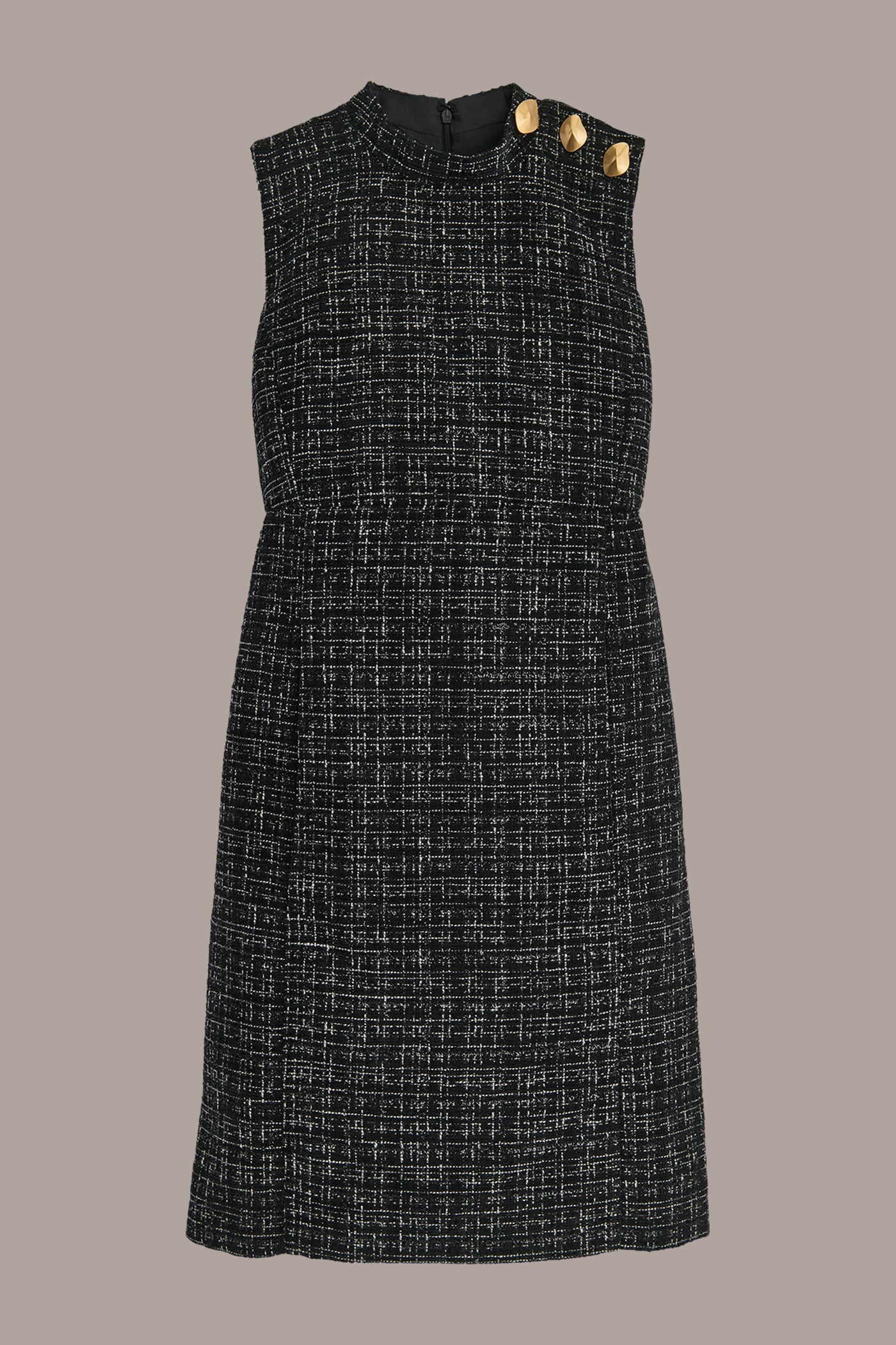 BUTTON-EMBELLISHED METALLIC TWEED SHEATH VIEW 7 | Black Dresses BUTTON-EMBELLISHED METALLIC TWEED SHEATH VIEW 7 | Black Dresses