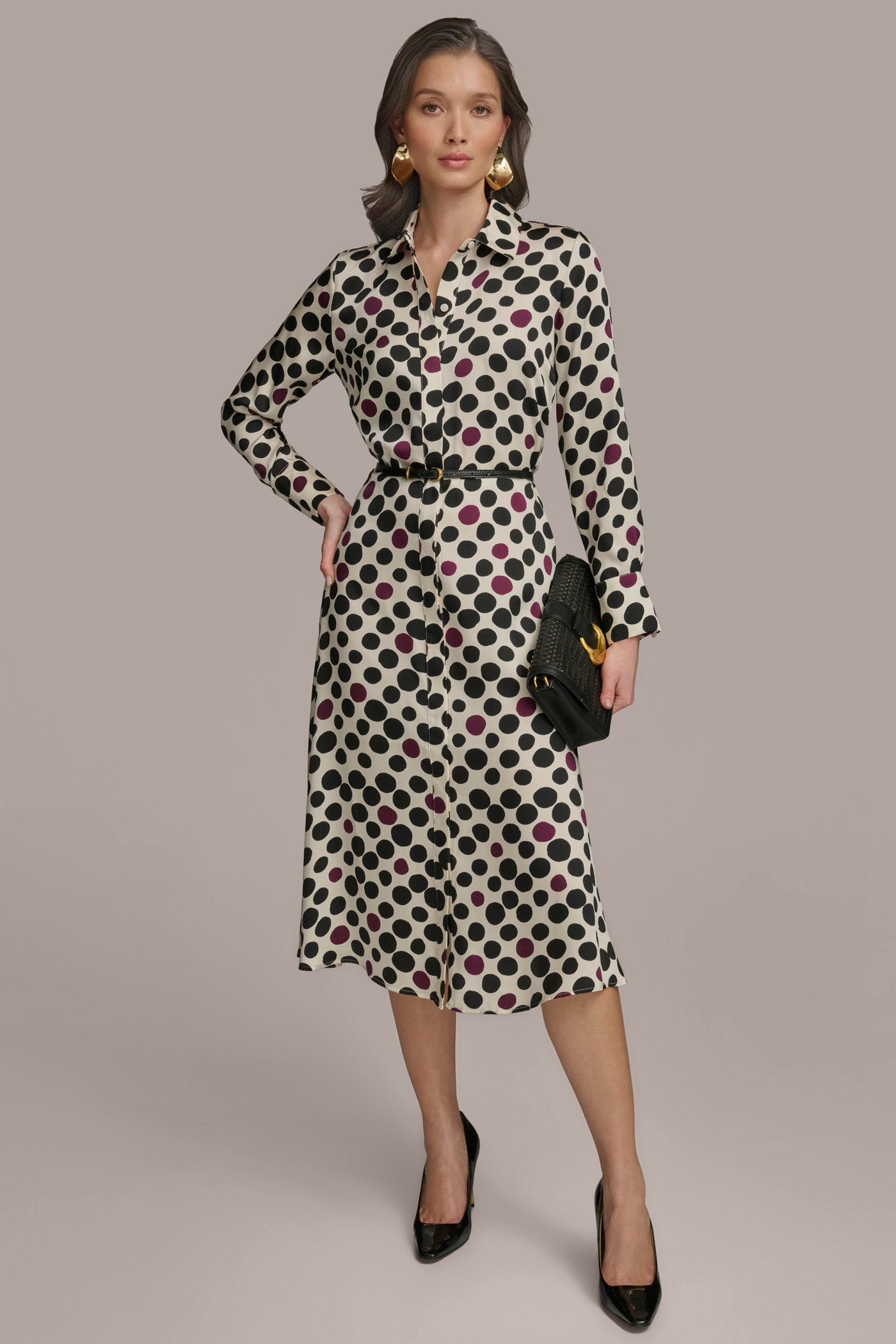 BELTED POLKA-DOT MIDI SHIRT DRESS | View 1 | Dresses & Jumpsuits BELTED POLKA-DOT MIDI SHIRT DRESS | View 1 | Dresses & Jumpsuits