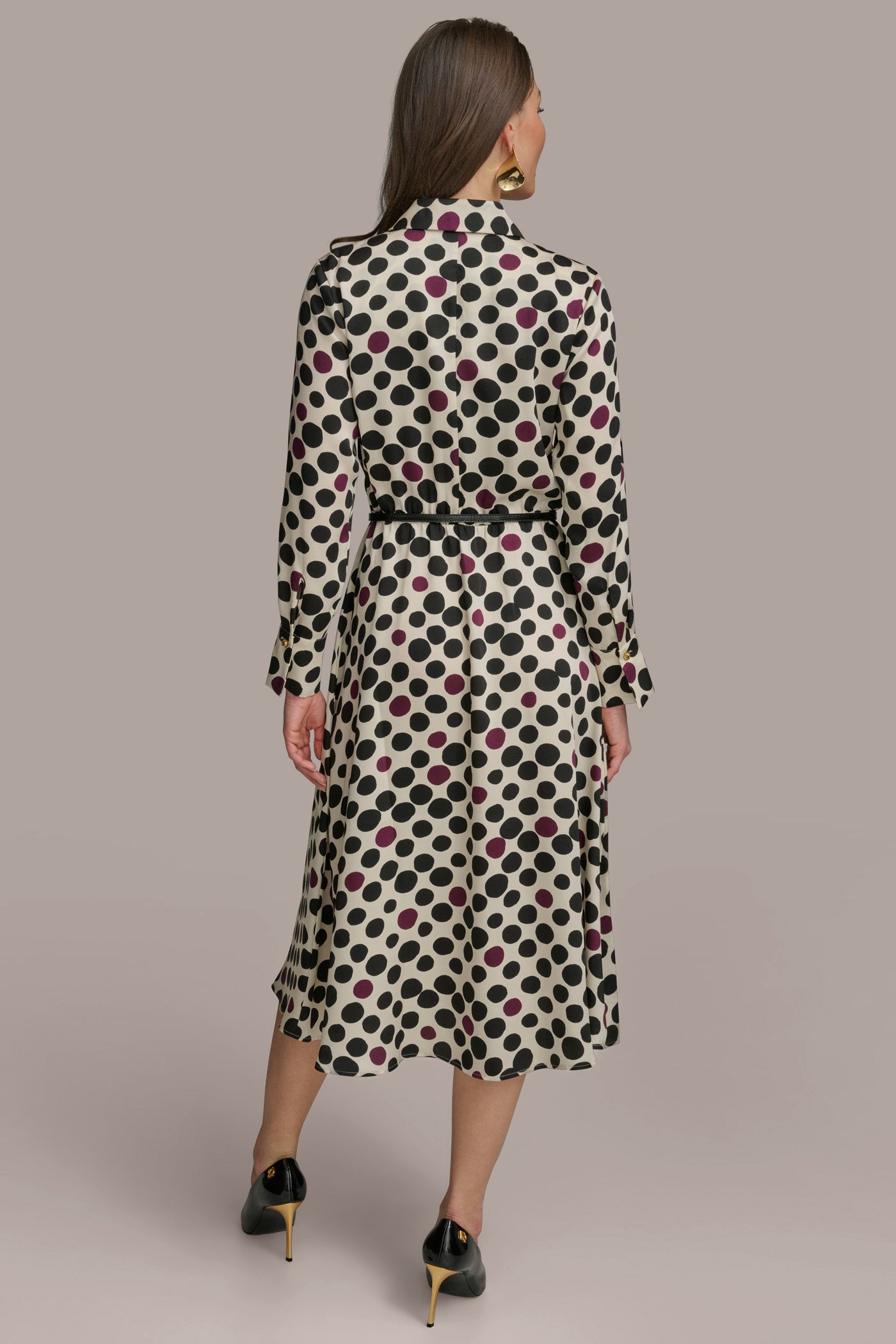 BELTED POLKA-DOT MIDI SHIRT DRESS | View 2 | Dresses & Jumpsuits BELTED POLKA-DOT MIDI SHIRT DRESS | View 2 | Dresses & Jumpsuits