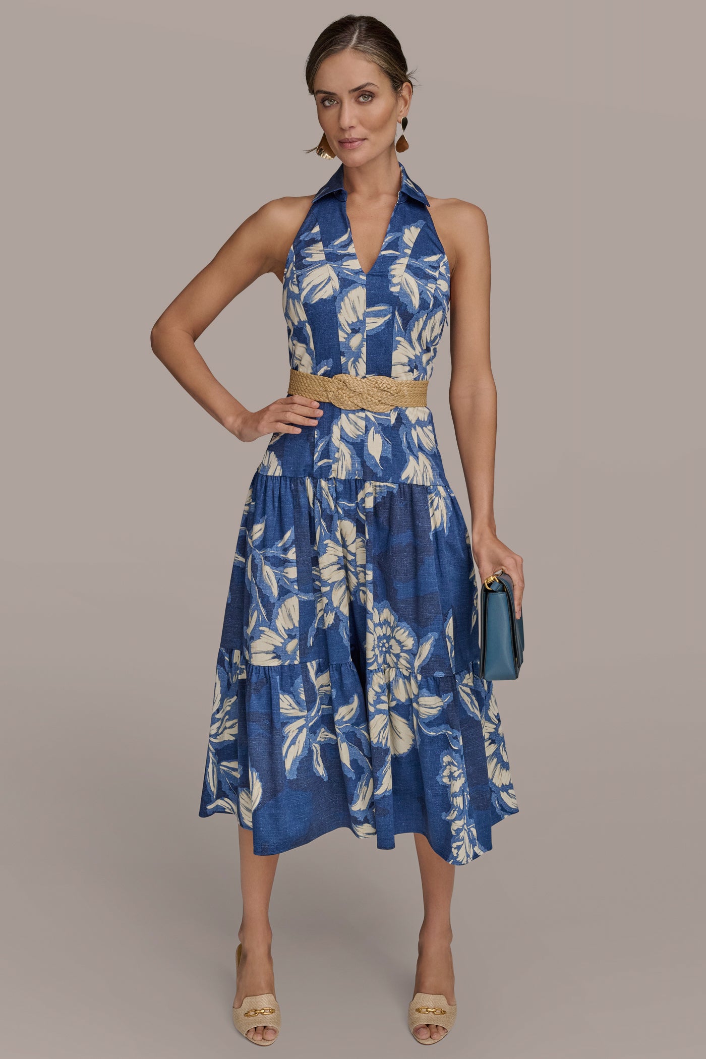 BELTED FLORAL HALTERNECK MIDI DRESS VIEW 4 | Essential Dresses BELTED FLORAL HALTERNECK MIDI DRESS VIEW 4 | Essential Dresses