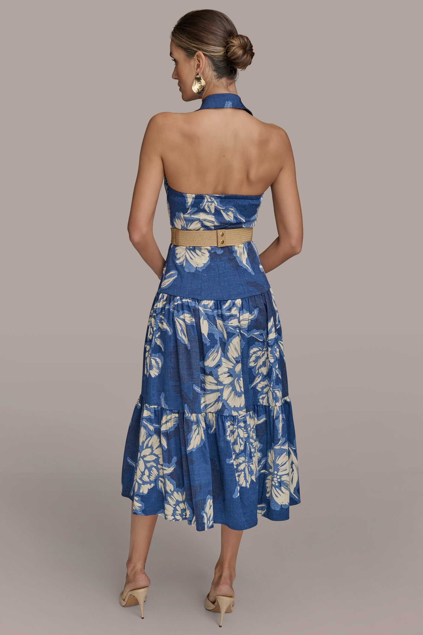 BELTED FLORAL HALTERNECK MIDI DRESS | View 2 | Essential Dresses BELTED FLORAL HALTERNECK MIDI DRESS | View 2 | Essential Dresses