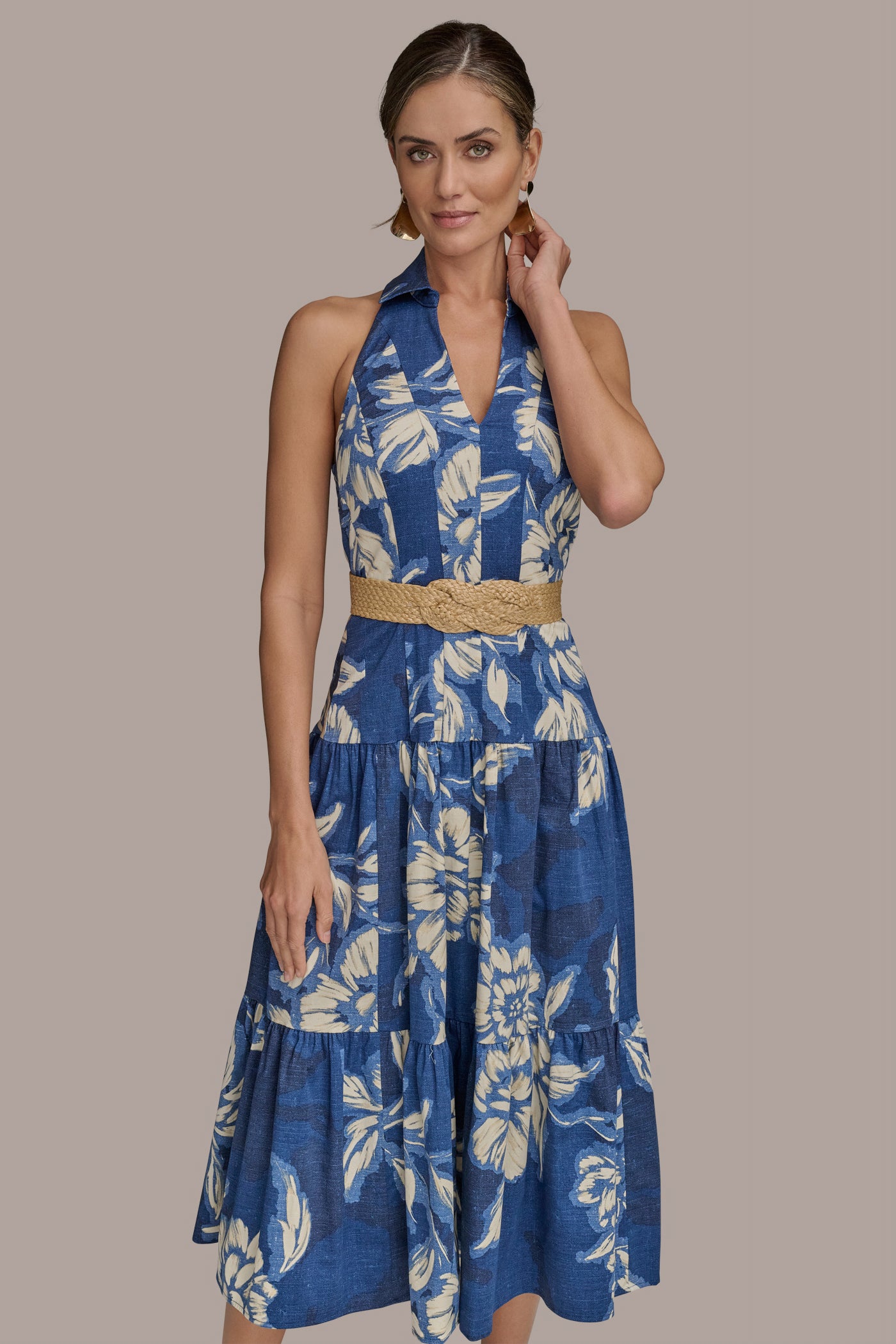 BELTED FLORAL HALTERNECK MIDI DRESS VIEW 5 | Essential Dresses BELTED FLORAL HALTERNECK MIDI DRESS VIEW 5 | Essential Dresses