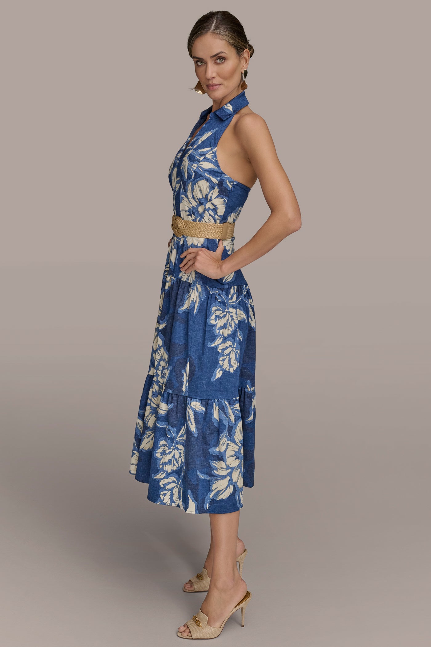 BELTED FLORAL HALTERNECK MIDI DRESS VIEW 3 | Essential Dresses BELTED FLORAL HALTERNECK MIDI DRESS VIEW 3 | Essential Dresses