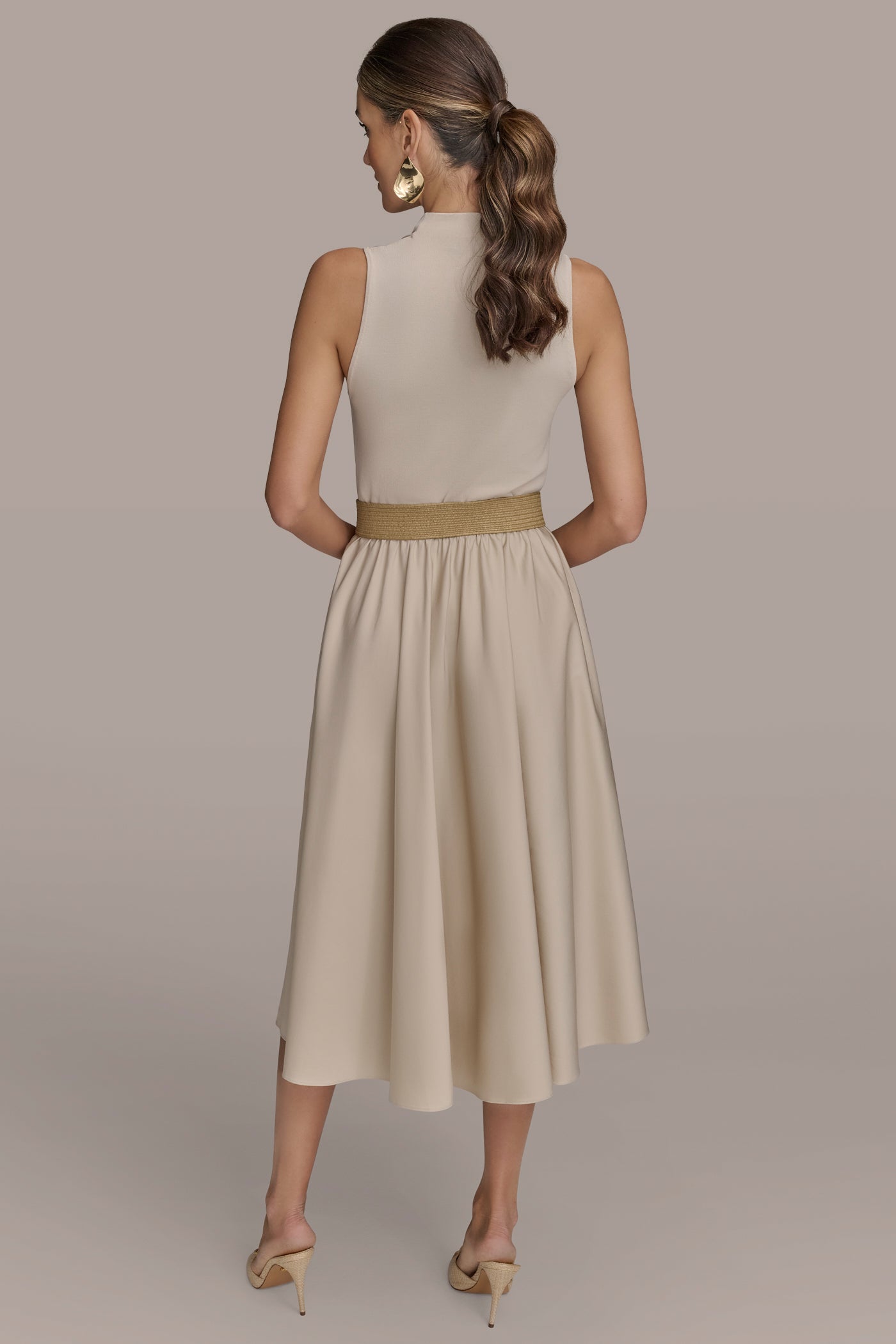 BELTED COWL-NECK PANELED MIDI DRESS | View 2 | Essential Dresses BELTED COWL-NECK PANELED MIDI DRESS | View 2 | Essential Dresses