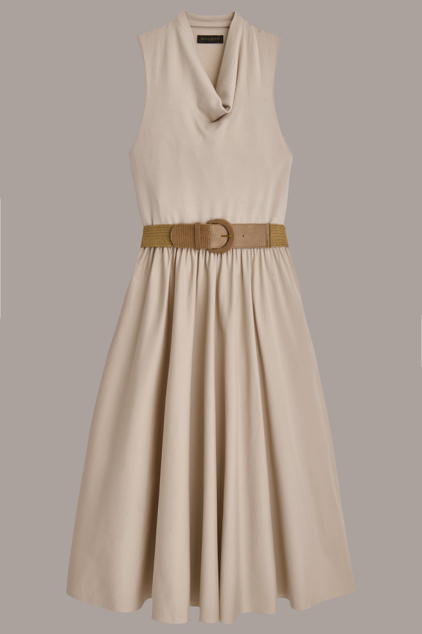 BELTED COWL-NECK PANELED MIDI DRESS VIEW 7 | Essential Dresses BELTED COWL-NECK PANELED MIDI DRESS VIEW 7 | Essential Dresses