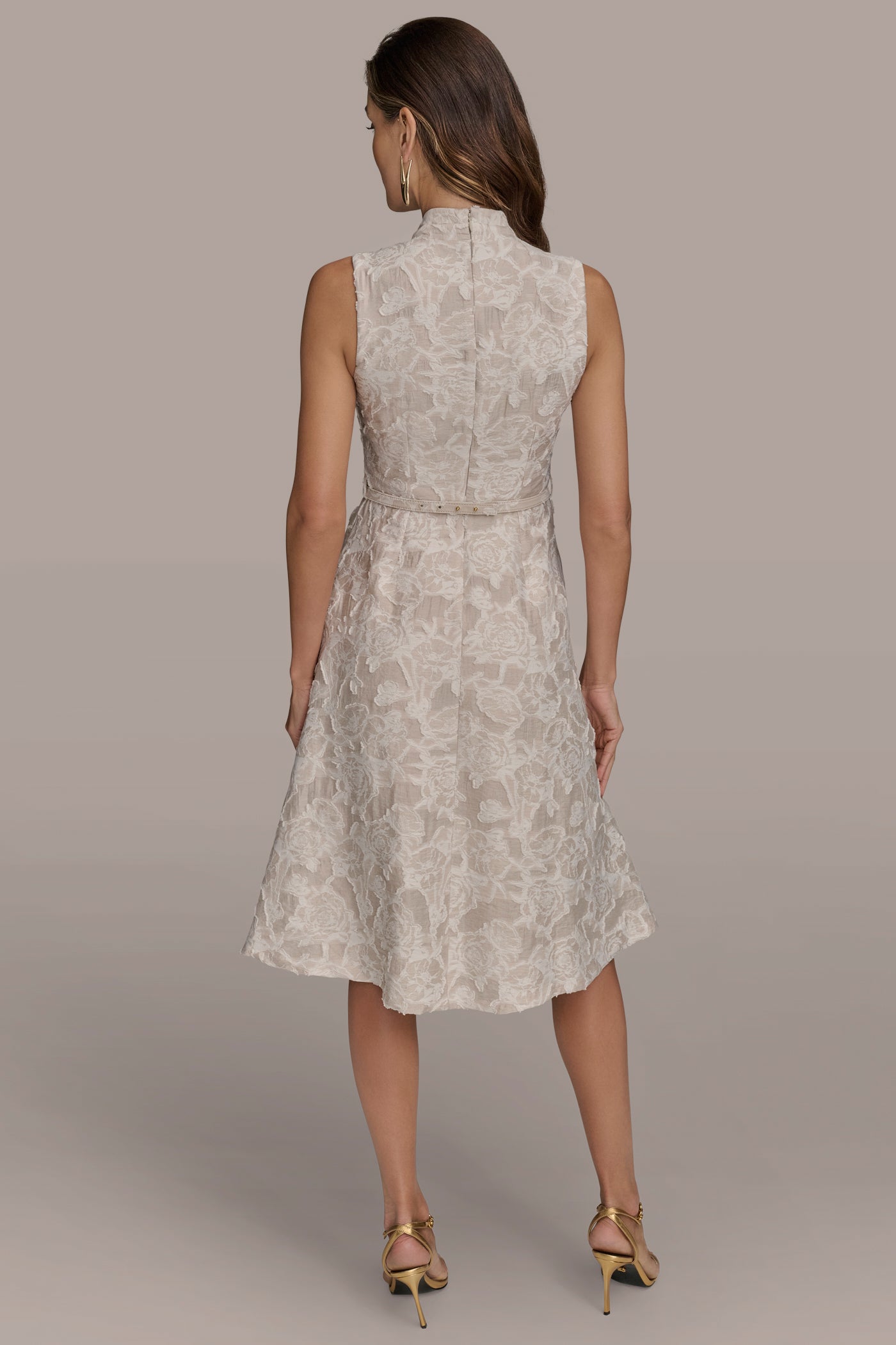 BELTED FLORAL VOILE-JACQUARD DRESS | View 2 | Essential Dresses BELTED FLORAL VOILE-JACQUARD DRESS | View 2 | Essential Dresses