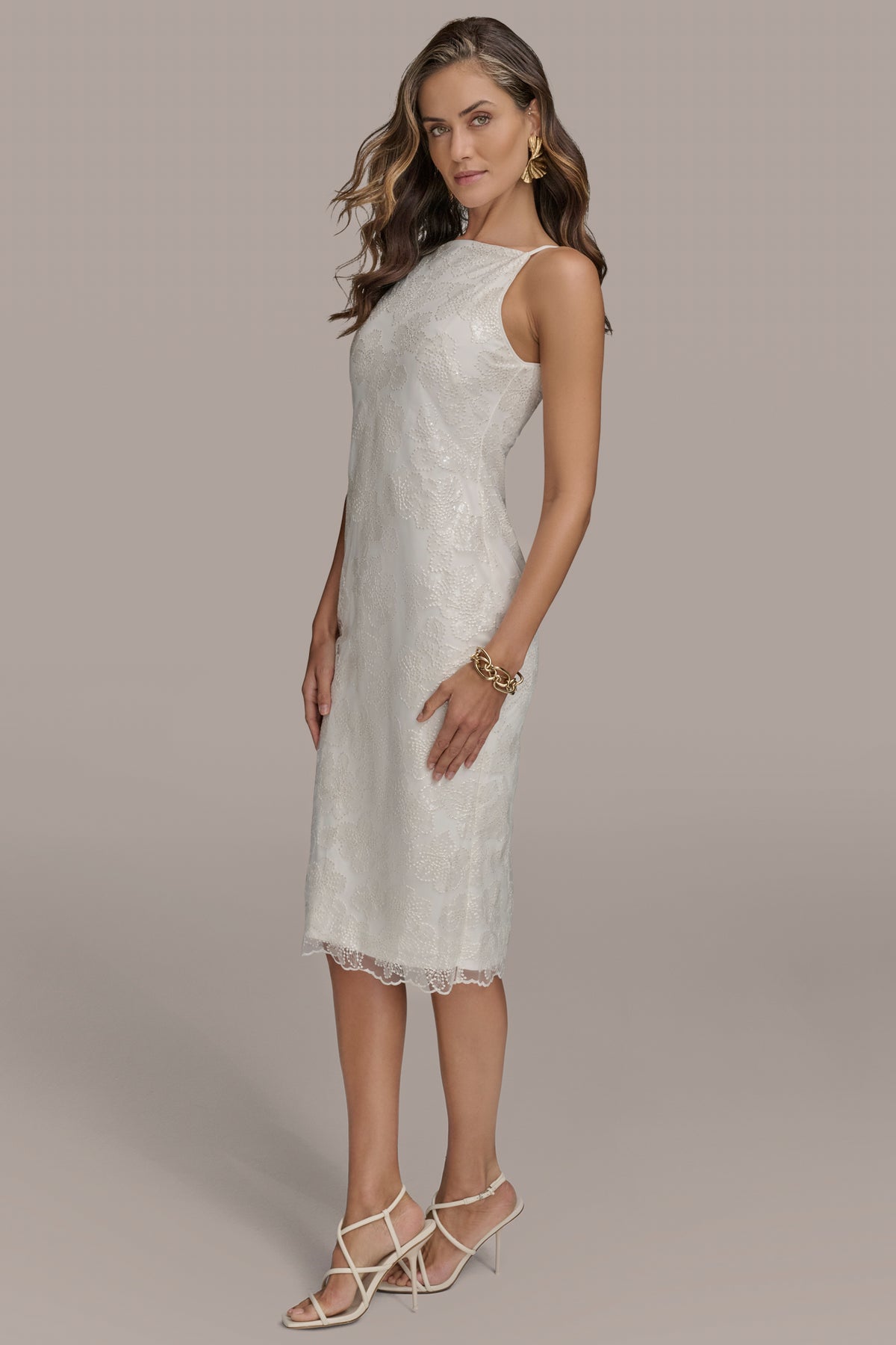 Chiffon Floral Sequin Sheath Dress | Sheath Dress