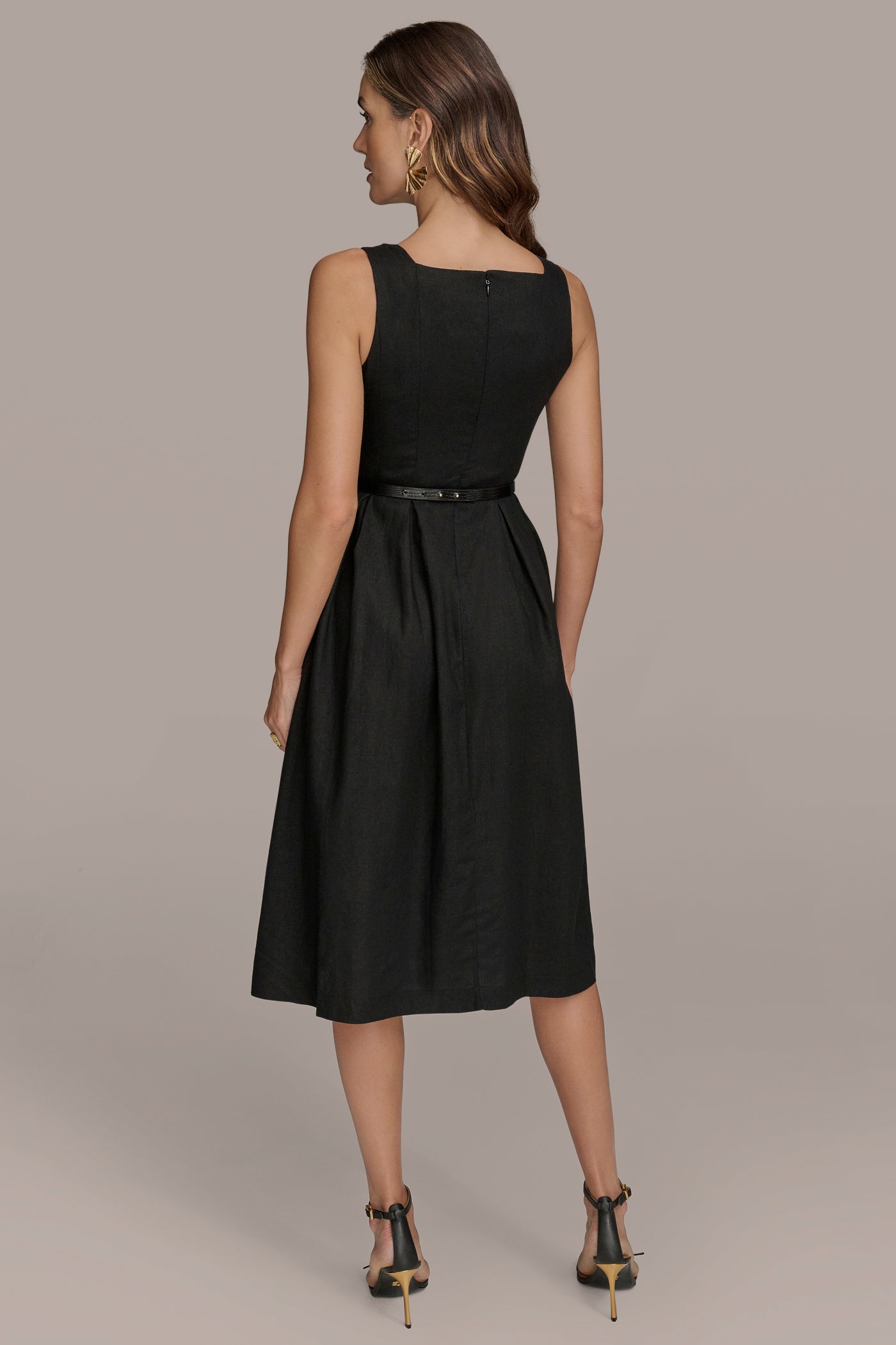 BELTED SQUARE-NECK DRESS | View 2 | Black Dresses BELTED SQUARE-NECK DRESS | View 2 | Black Dresses