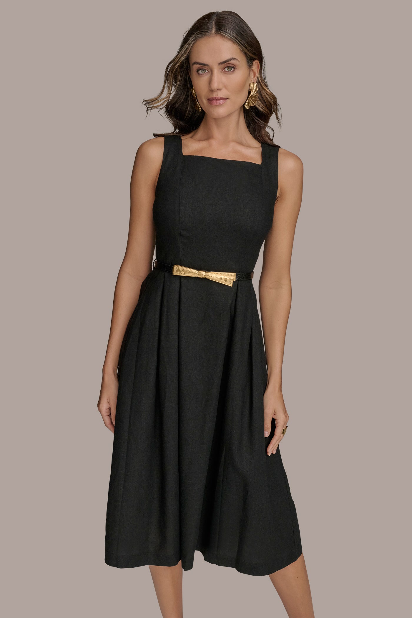 BELTED SQUARE-NECK DRESS VIEW 4 | Black Dresses BELTED SQUARE-NECK DRESS VIEW 4 | Black Dresses