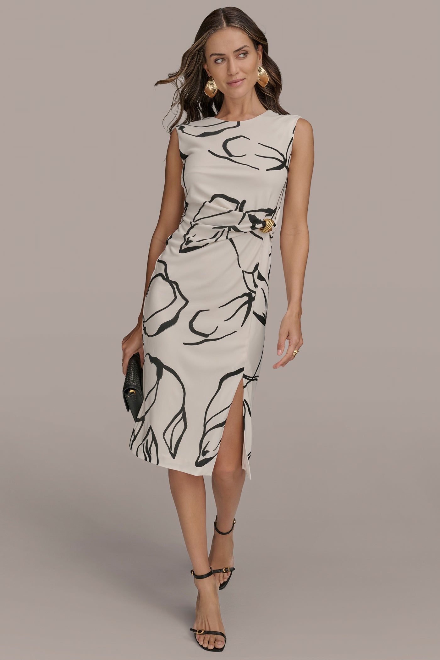 PRINTED GATHERED SHEATH DRESS VIEW 3 PRINTED GATHERED SHEATH DRESS VIEW 3