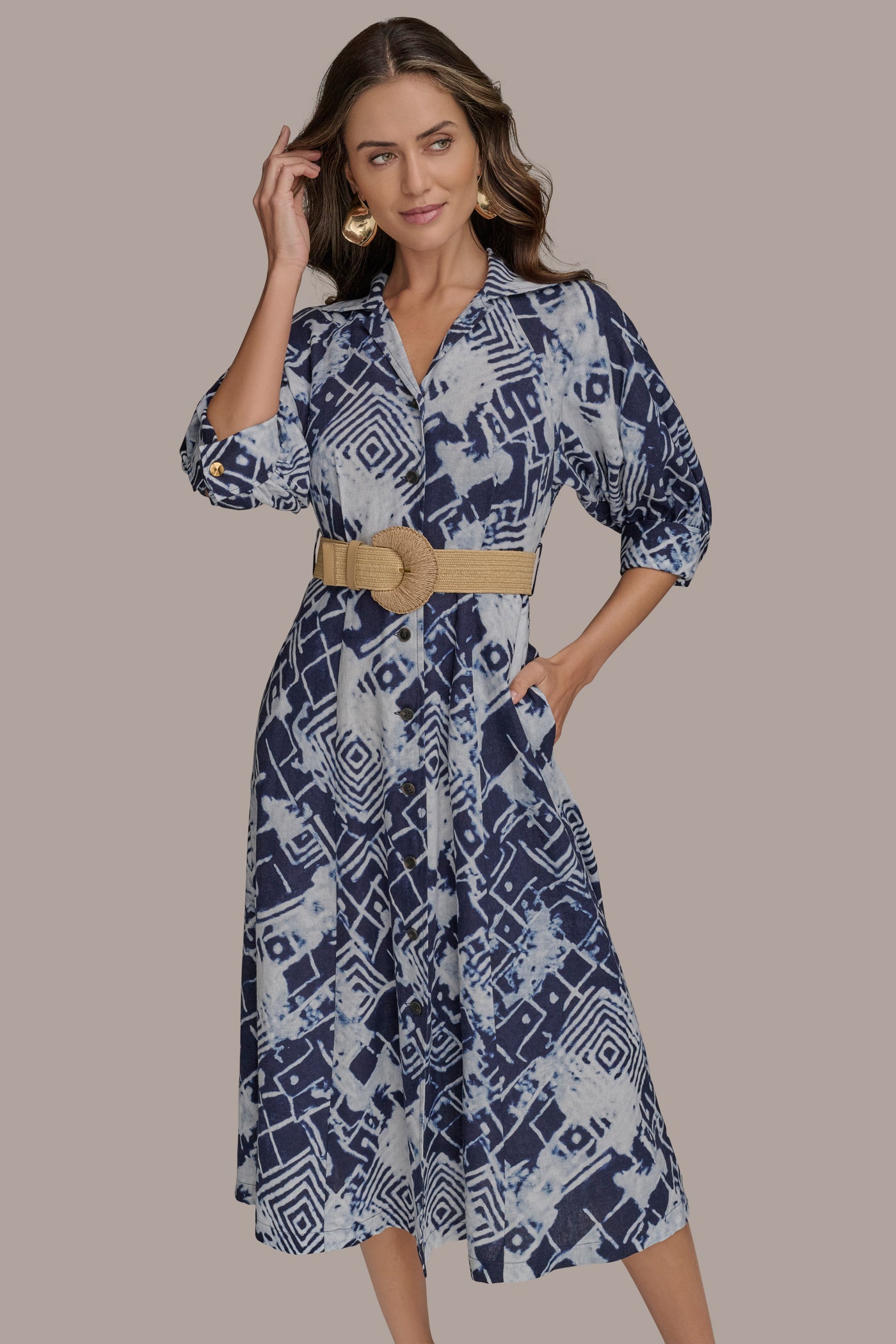 PRINTED LINEN-BLEND MIDI SHIRT DRESS VIEW 5 | Essential Dresses PRINTED LINEN-BLEND MIDI SHIRT DRESS VIEW 5 | Essential Dresses