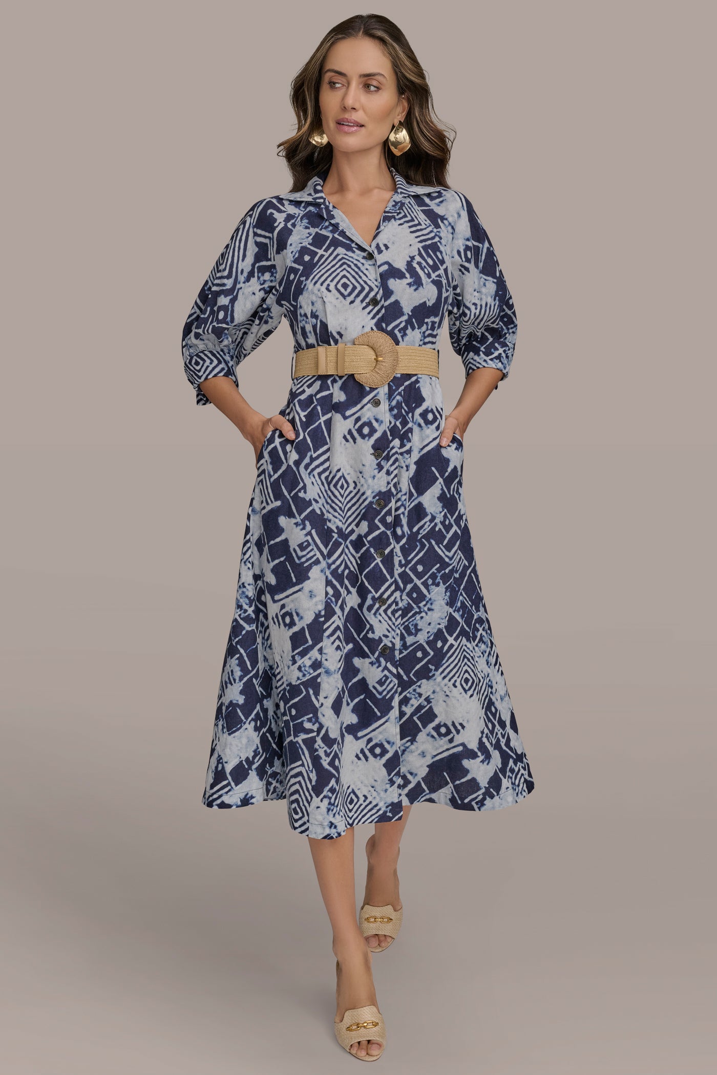 PRINTED LINEN-BLEND MIDI SHIRT DRESS VIEW 4 | Essential Dresses PRINTED LINEN-BLEND MIDI SHIRT DRESS VIEW 4 | Essential Dresses