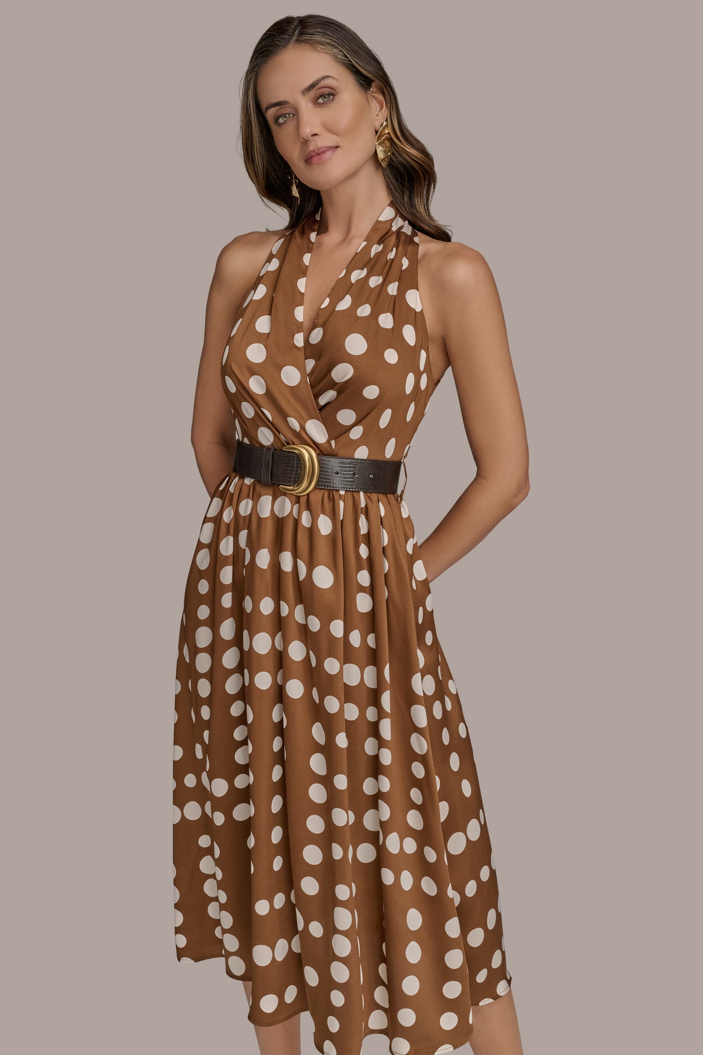 BELTED POLKA-DOT WRAP-EFFECT MIDI DRESS VIEW 5 | Essential Dresses BELTED POLKA-DOT WRAP-EFFECT MIDI DRESS VIEW 5 | Essential Dresses