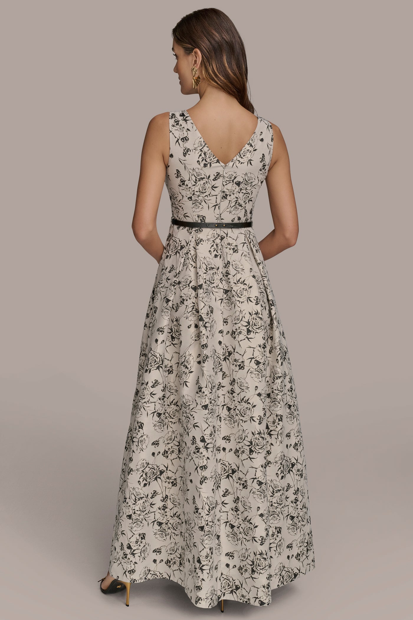 BELTED FLORAL BROCADE BALL GOWN VIEW 3 | Formal & Black Tie BELTED FLORAL BROCADE BALL GOWN VIEW 3 | Formal & Black Tie