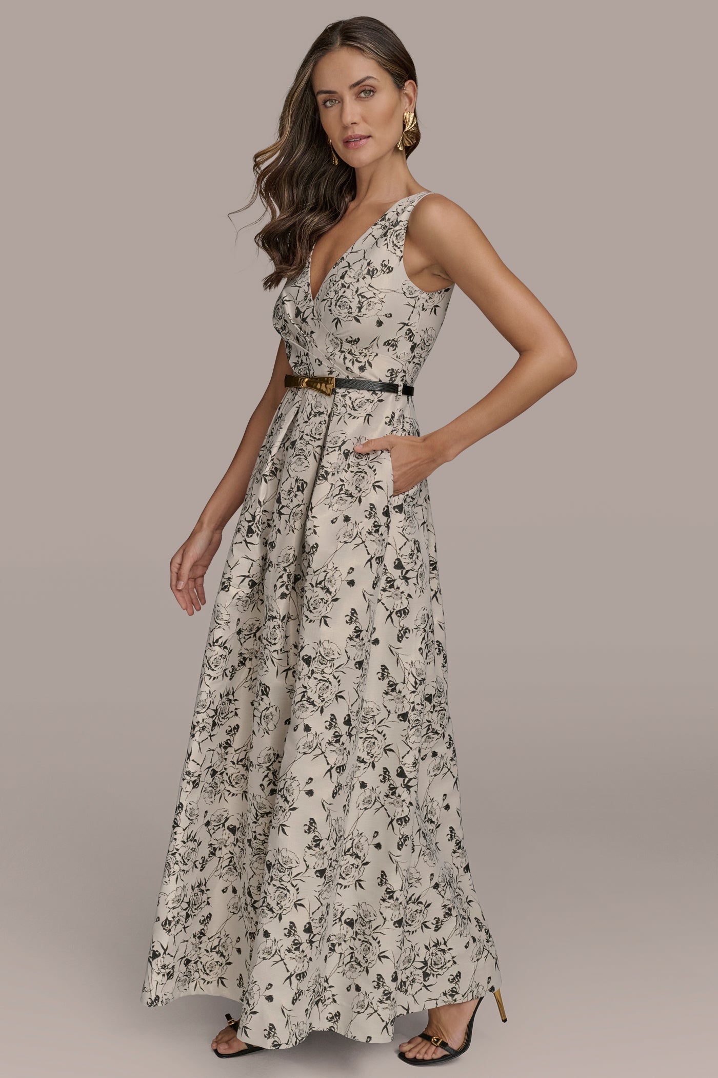 BELTED FLORAL BROCADE BALL GOWN | View 2 | Formal & Black Tie BELTED FLORAL BROCADE BALL GOWN | View 2 | Formal & Black Tie