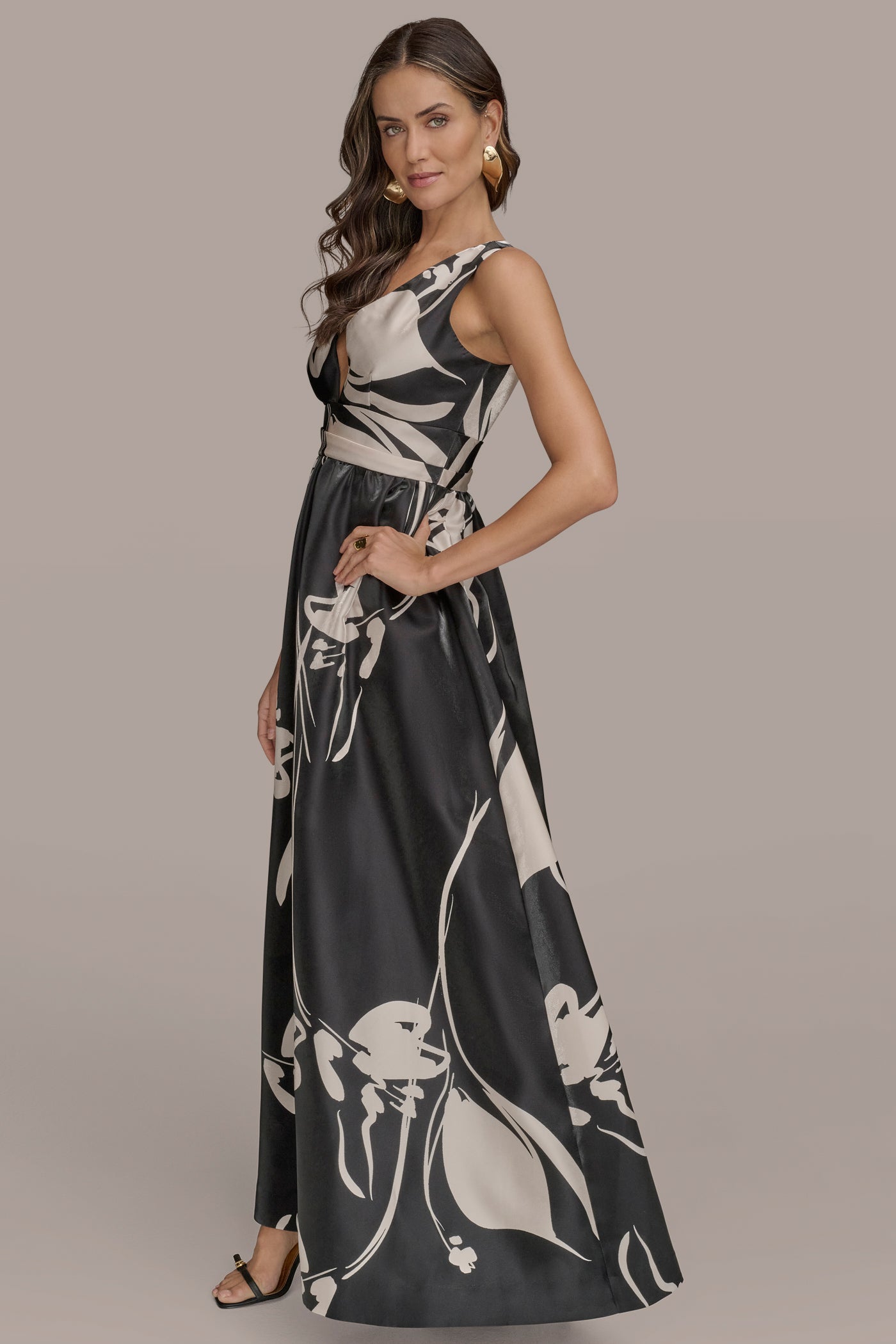 FLORAL SHIMMER MIKADO BALL GOWN VIEW 3 | Black Dresses FLORAL SHIMMER MIKADO BALL GOWN VIEW 3 | Black Dresses