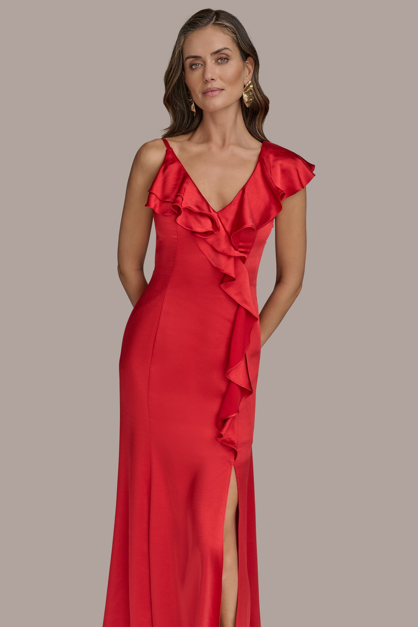 ASYMMETRIC RUFFLE SATIN GOWN VIEW 5 | Formal & Black Tie ASYMMETRIC RUFFLE SATIN GOWN VIEW 5 | Formal & Black Tie