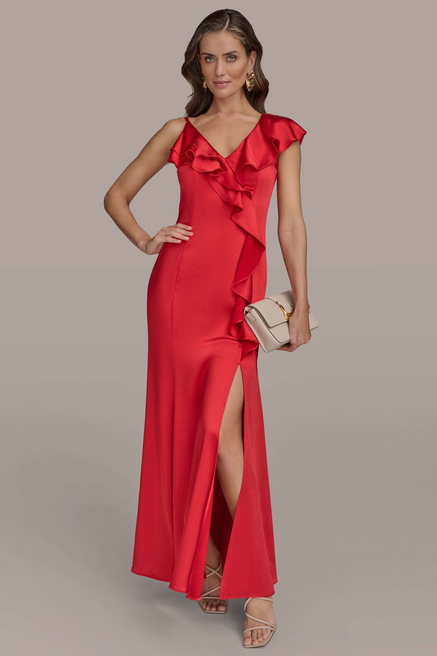 ASYMMETRIC RUFFLE SATIN GOWN VIEW 4 | Formal & Black Tie ASYMMETRIC RUFFLE SATIN GOWN VIEW 4 | Formal & Black Tie