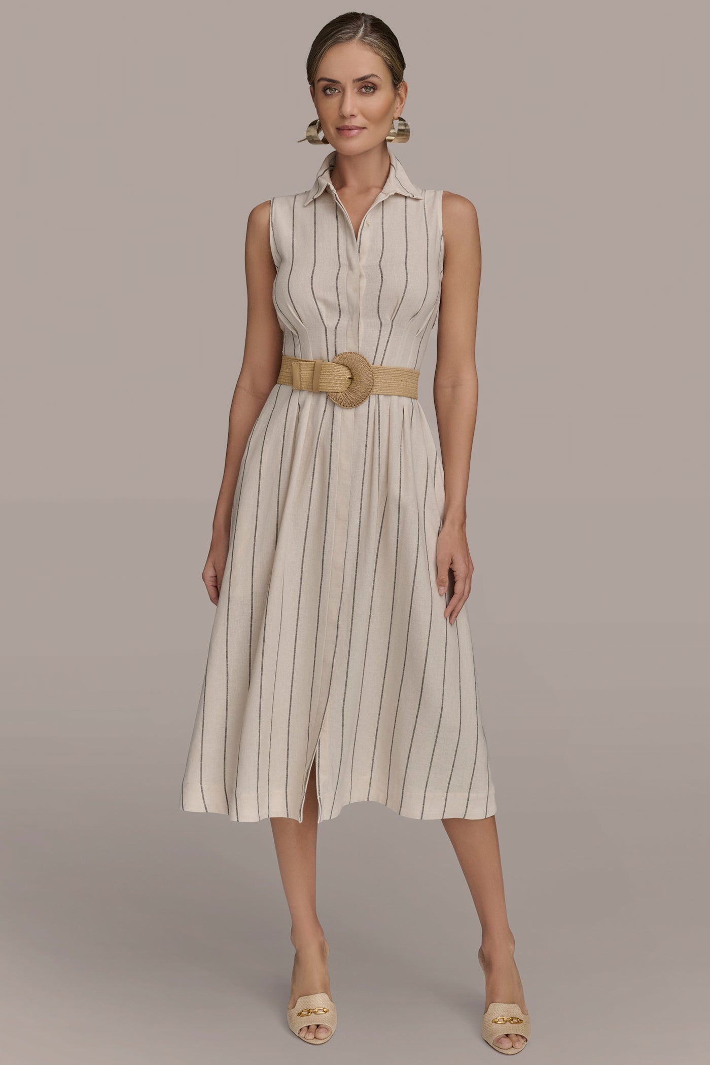 STRIPED LINEN-BLEND MIDI DRESS | View 1 | Essential Dresses STRIPED LINEN-BLEND MIDI DRESS | View 1 | Essential Dresses