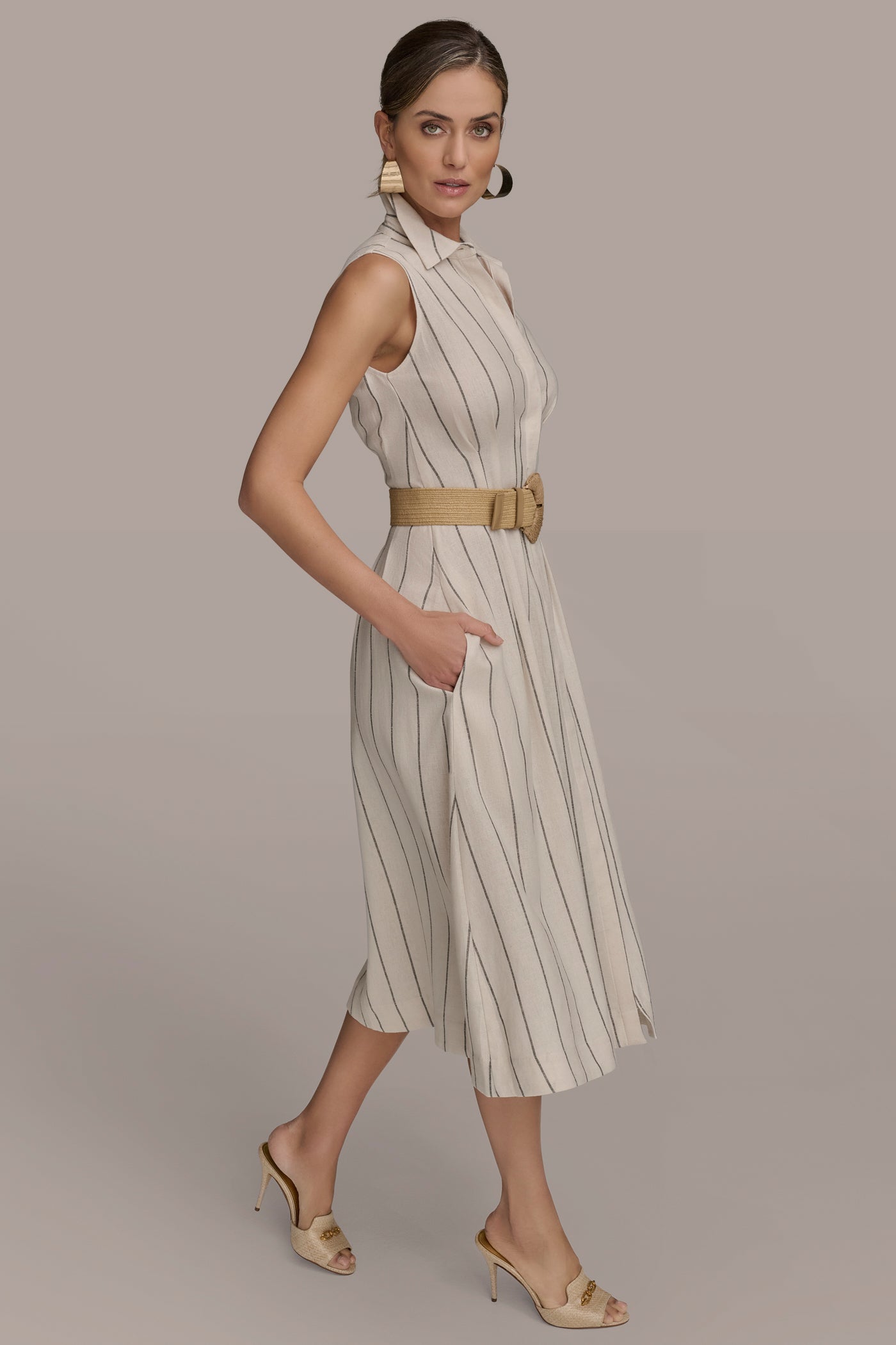 STRIPED LINEN-BLEND MIDI DRESS VIEW 3 | Essential Dresses STRIPED LINEN-BLEND MIDI DRESS VIEW 3 | Essential Dresses