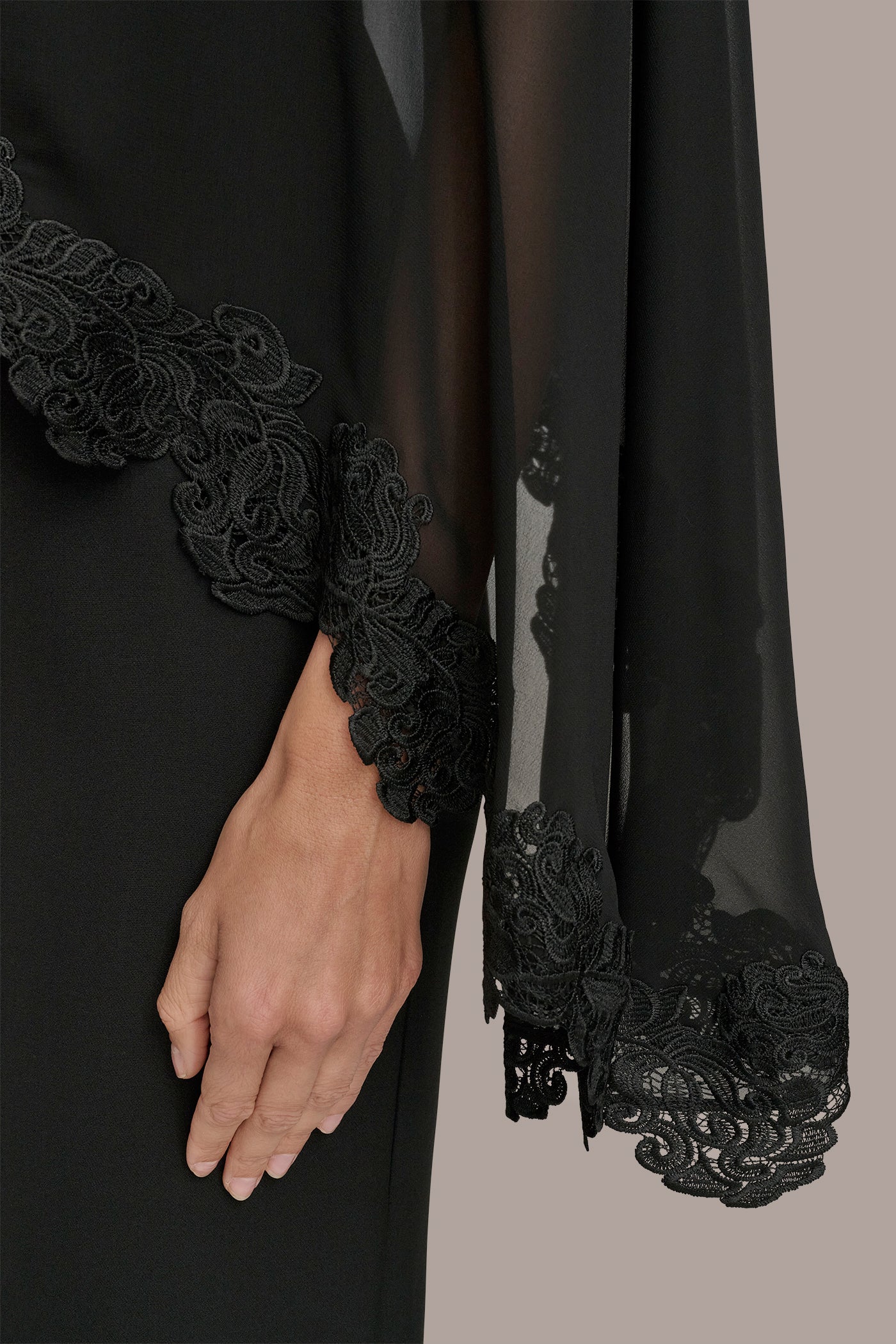 ASYMMETRIC CAPE OVERLAY GOWN VIEW 7 ASYMMETRIC CAPE OVERLAY GOWN VIEW 7