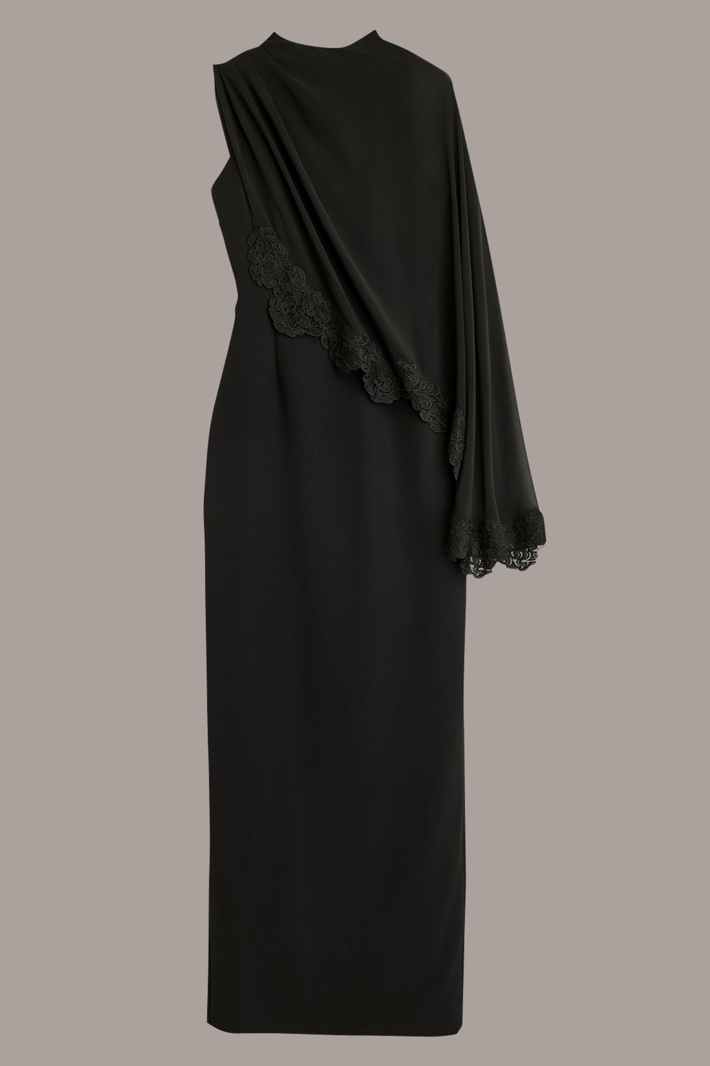 ASYMMETRIC CAPE OVERLAY GOWN VIEW 8 ASYMMETRIC CAPE OVERLAY GOWN VIEW 8