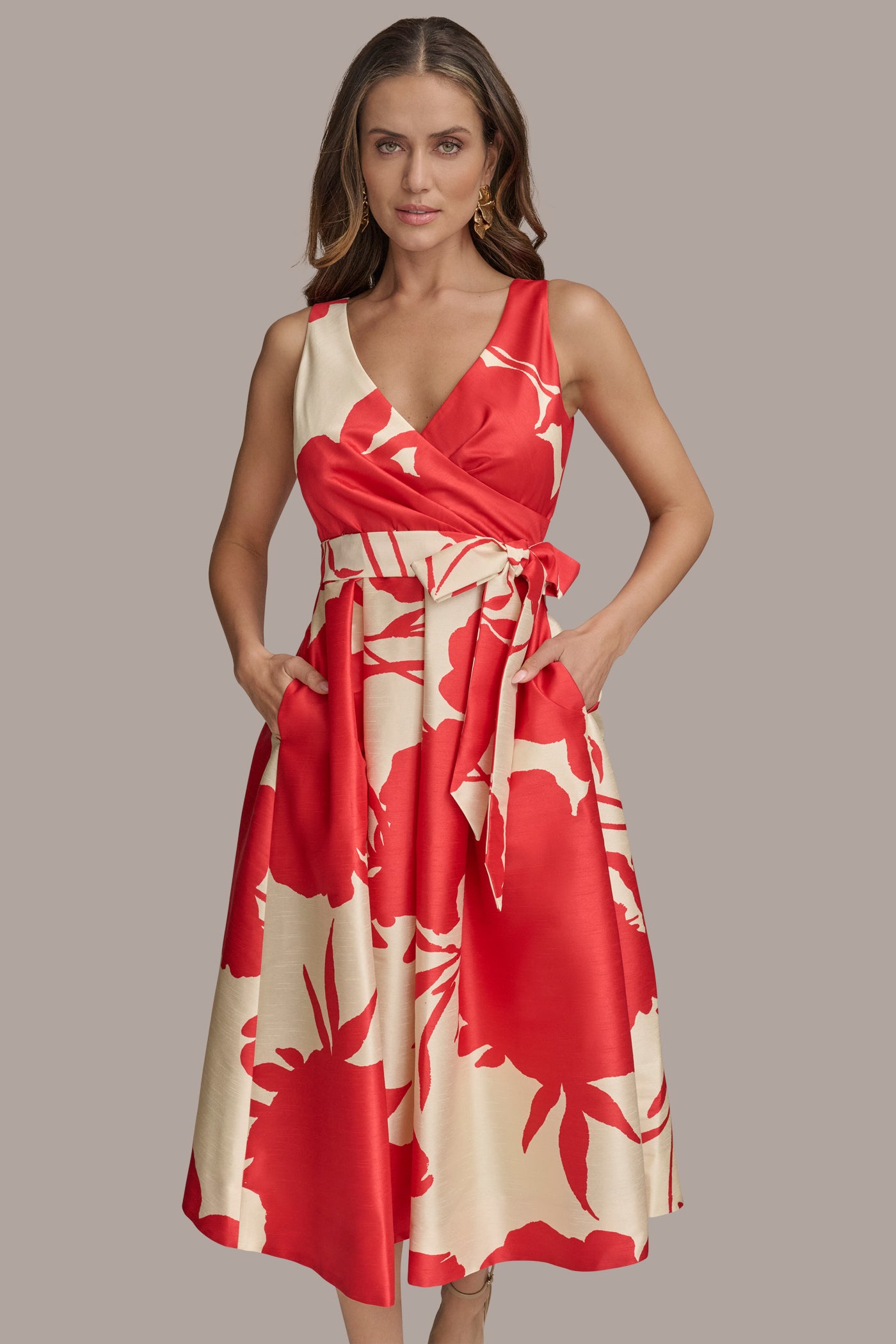 FLORAL WRAP-EFFECT A-LINE MIDI GOWN VIEW 4 FLORAL WRAP-EFFECT A-LINE MIDI GOWN VIEW 4