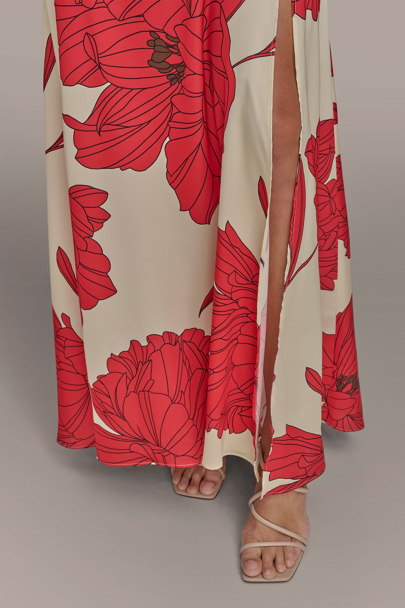 FLORAL BOW-DETAILED DRAPED SATIN GOWN VIEW 7 FLORAL BOW-DETAILED DRAPED SATIN GOWN VIEW 7