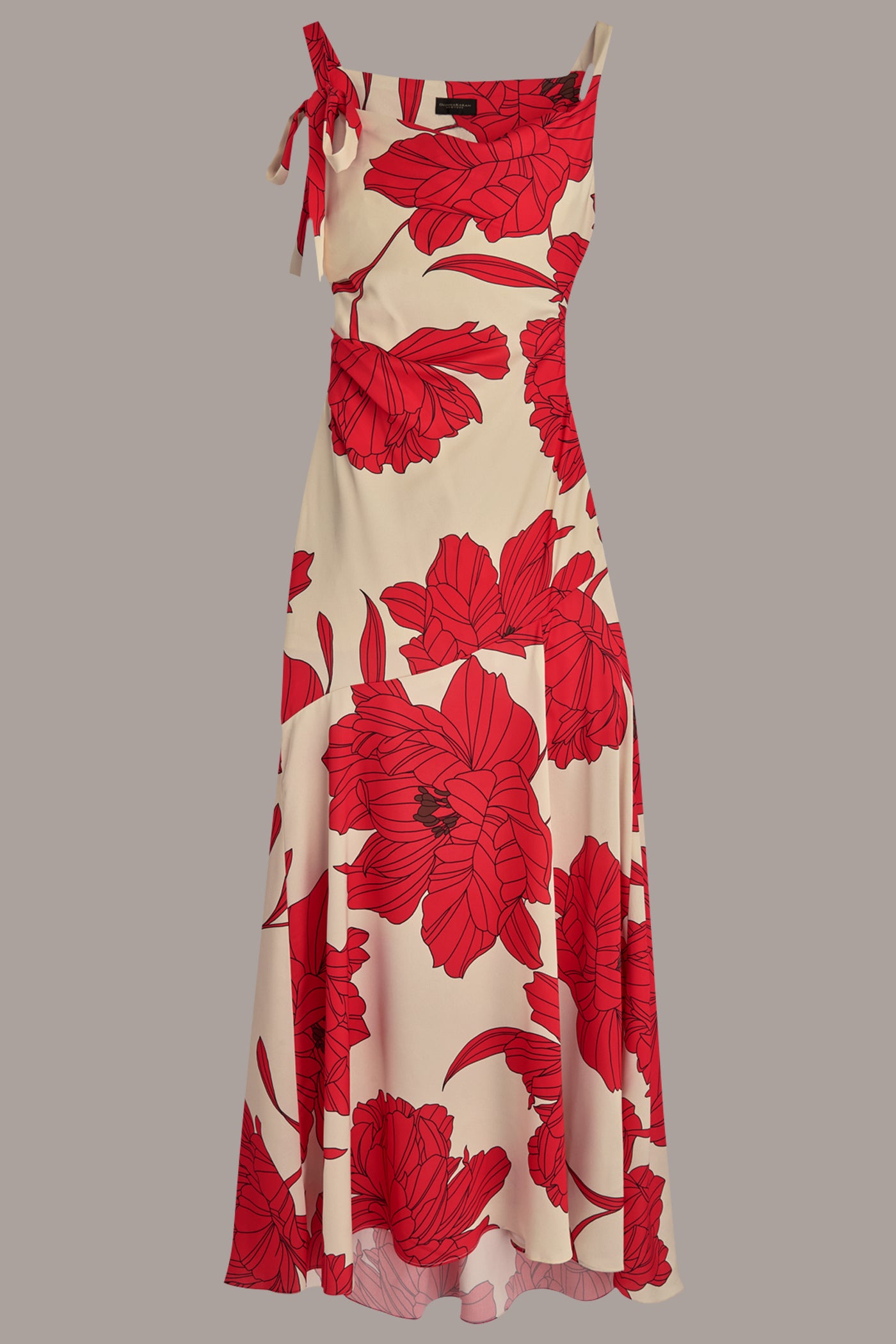 FLORAL BOW-DETAILED DRAPED SATIN GOWN VIEW 8 FLORAL BOW-DETAILED DRAPED SATIN GOWN VIEW 8