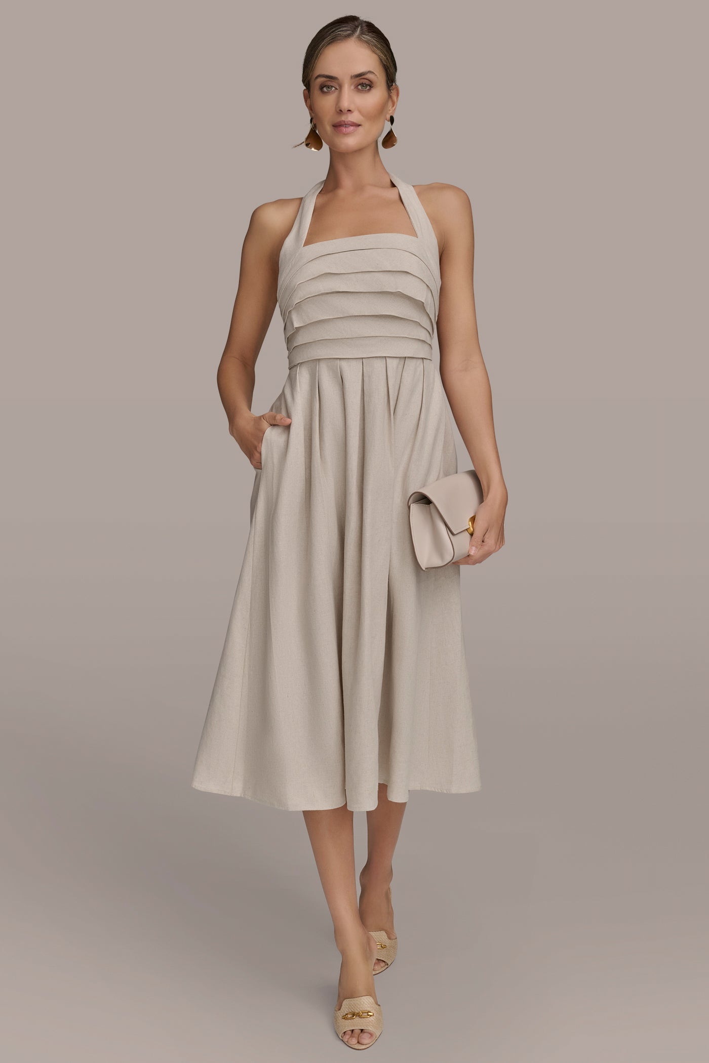 PLEATED HALTERNECK MIDI DRESS VIEW 5 | Essential Dresses PLEATED HALTERNECK MIDI DRESS VIEW 5 | Essential Dresses