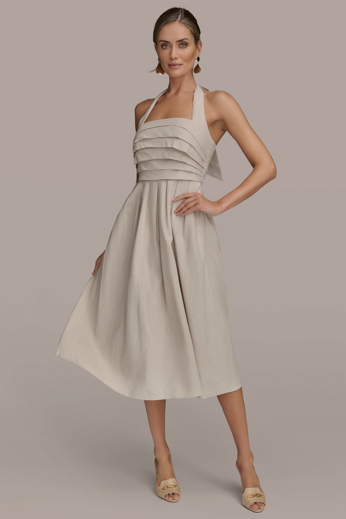 PLEATED HALTERNECK MIDI DRESS VIEW 4 | Essential Dresses PLEATED HALTERNECK MIDI DRESS VIEW 4 | Essential Dresses