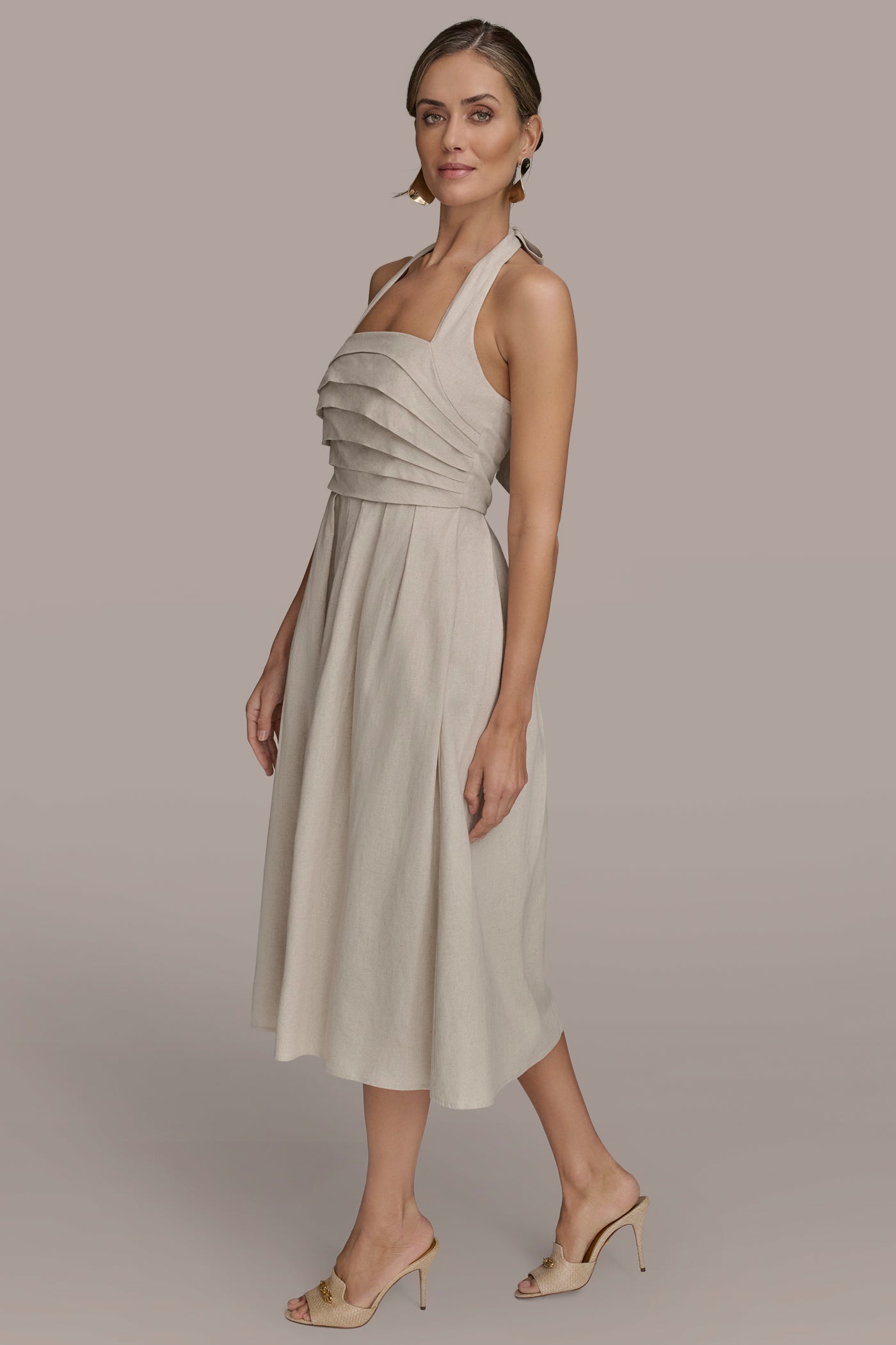 PLEATED HALTERNECK MIDI DRESS VIEW 3 | Essential Dresses PLEATED HALTERNECK MIDI DRESS VIEW 3 | Essential Dresses