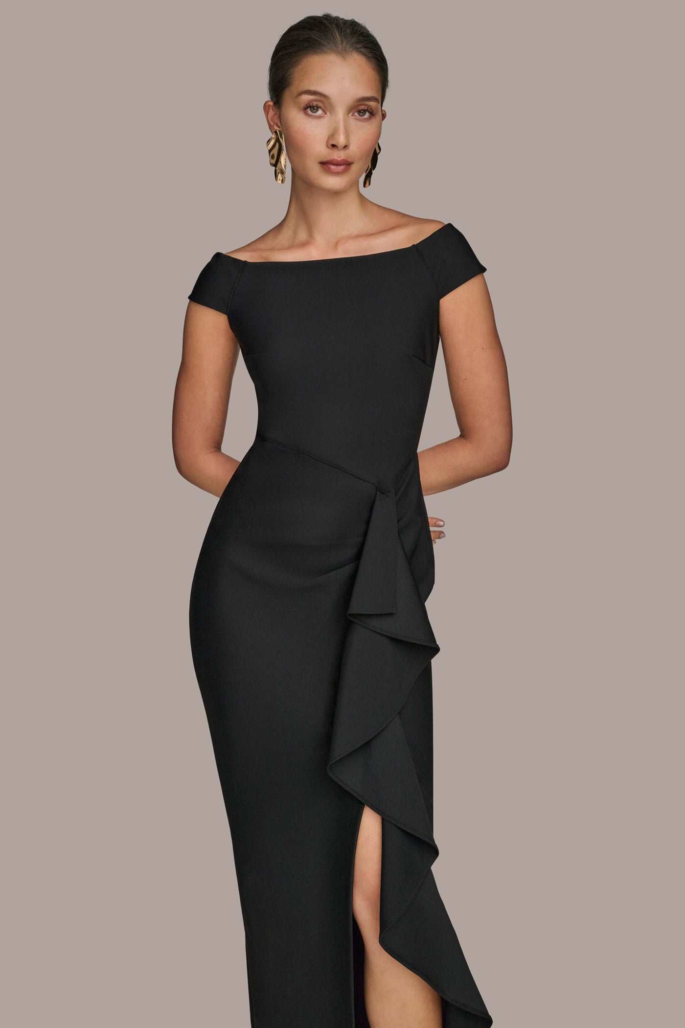 PANELED RUFFLED GOWN VIEW 6 | Black Dresses PANELED RUFFLED GOWN VIEW 6 | Black Dresses