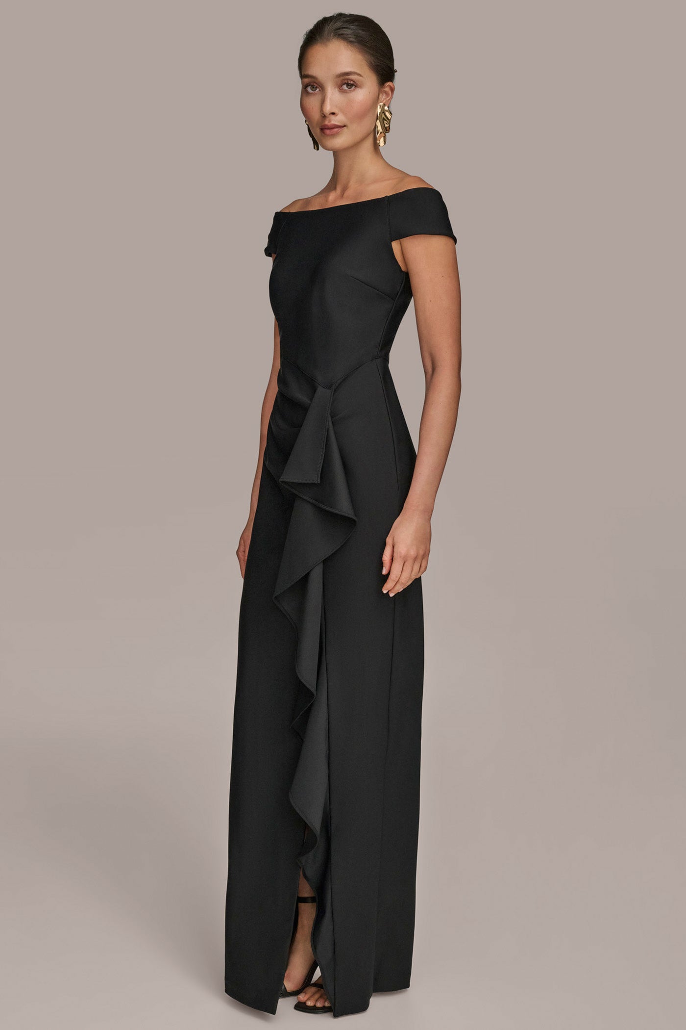 PANELED RUFFLED GOWN VIEW 4 | Black Dresses PANELED RUFFLED GOWN VIEW 4 | Black Dresses
