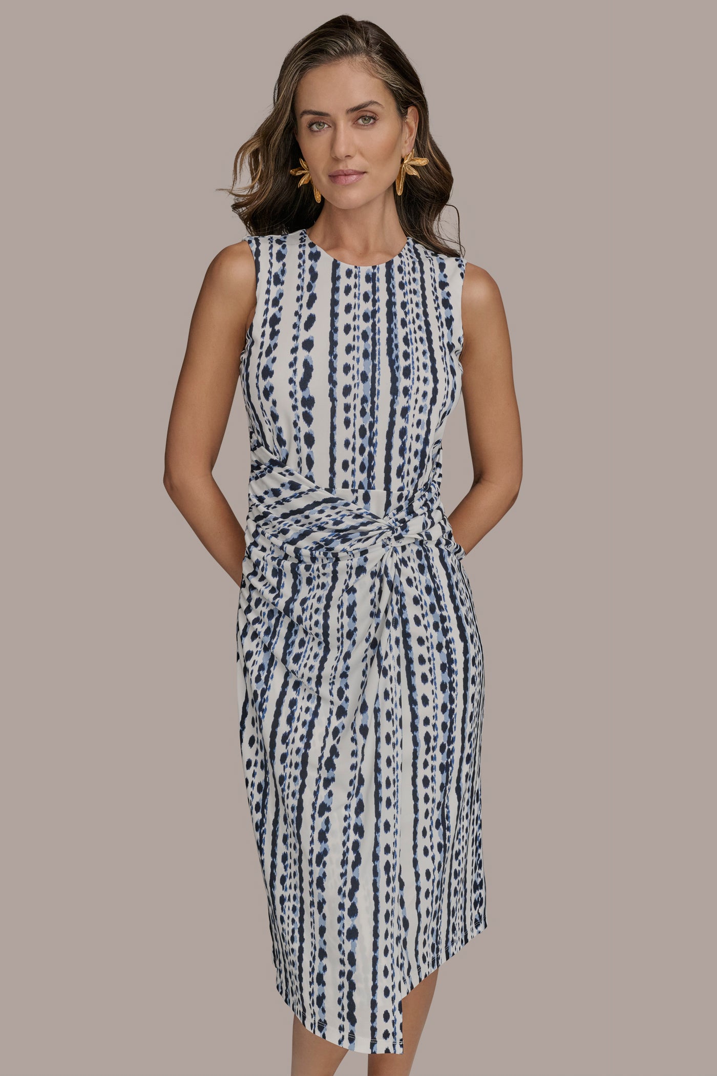 ABSTRACT PRINT GATHERED SHEATH DRESS VIEW 4 | Clothing ABSTRACT PRINT GATHERED SHEATH DRESS VIEW 4 | Clothing