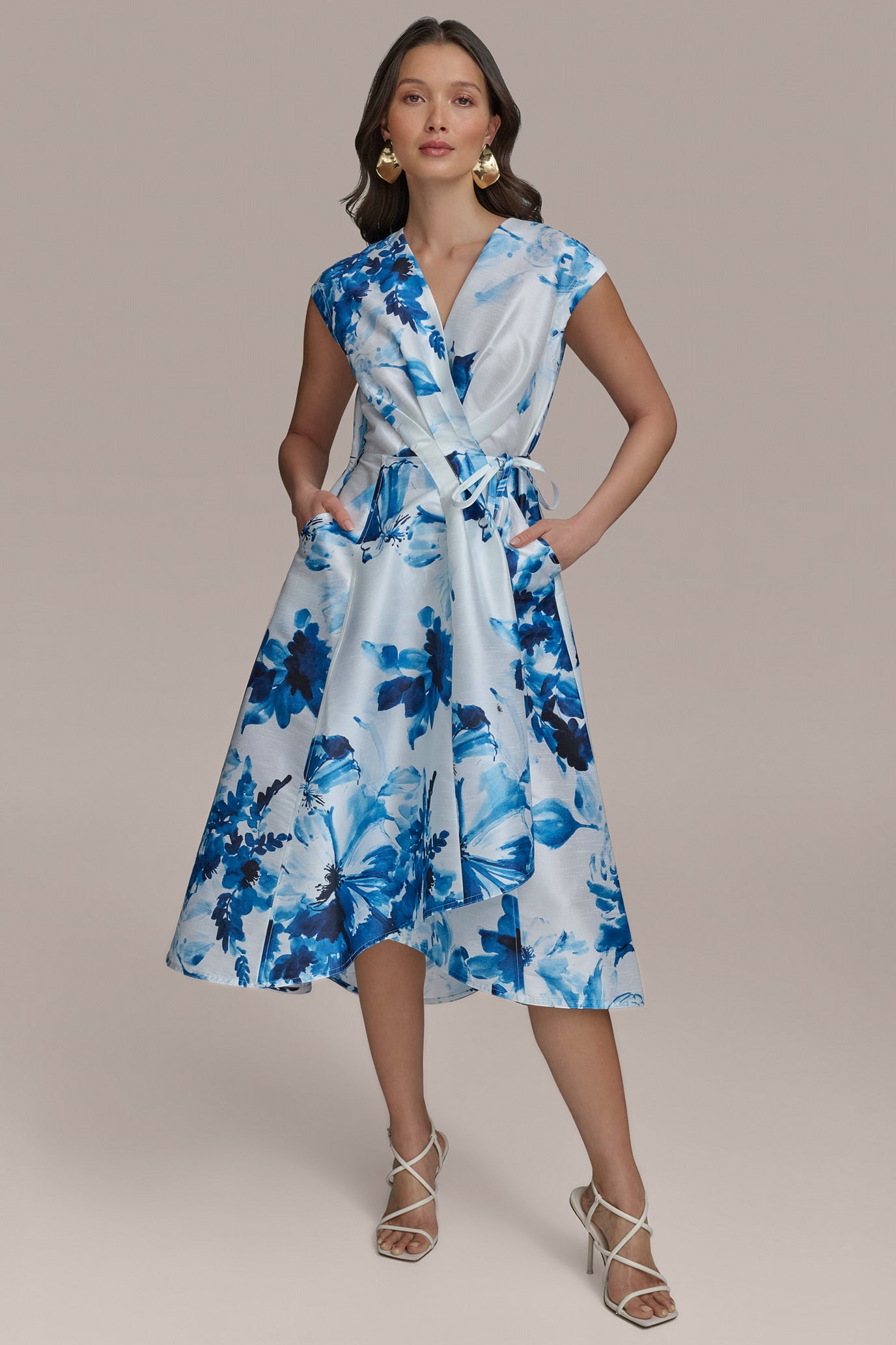 FLORAL DUPIONI MIDI WRAP DRESS | View 1 | Essential Dresses FLORAL DUPIONI MIDI WRAP DRESS | View 1 | Essential Dresses